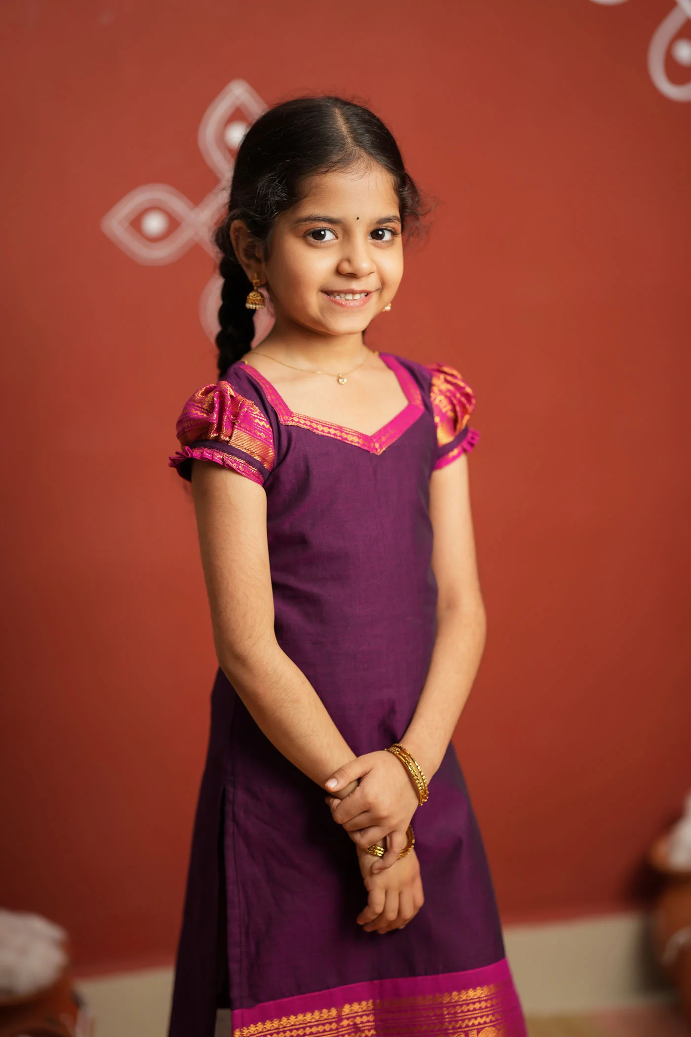 Tamizh Violet Kurti set Mini (Set of 2) - Image 6