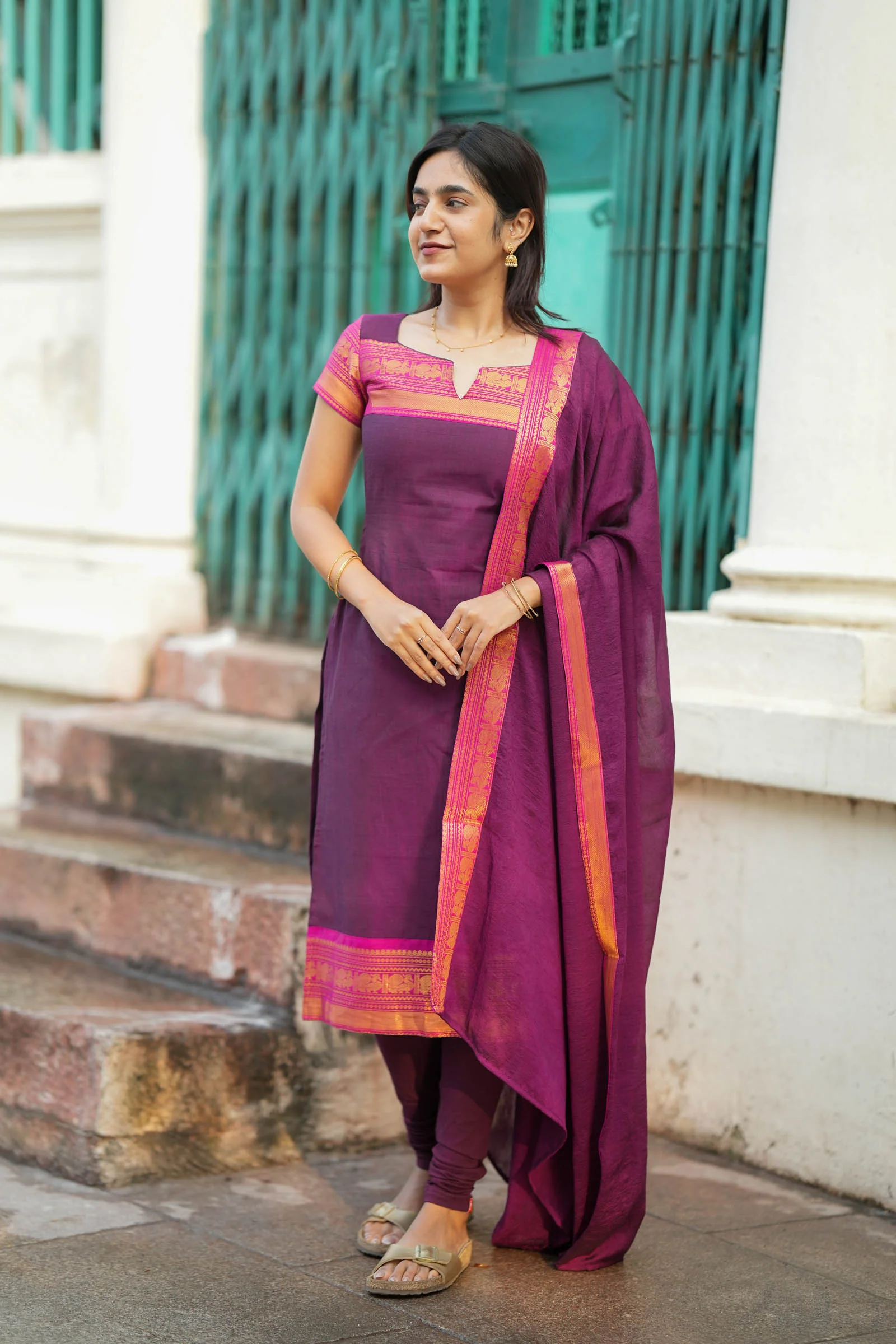 Tamizh Violet Kurti Set (Set of 2) - Image 2