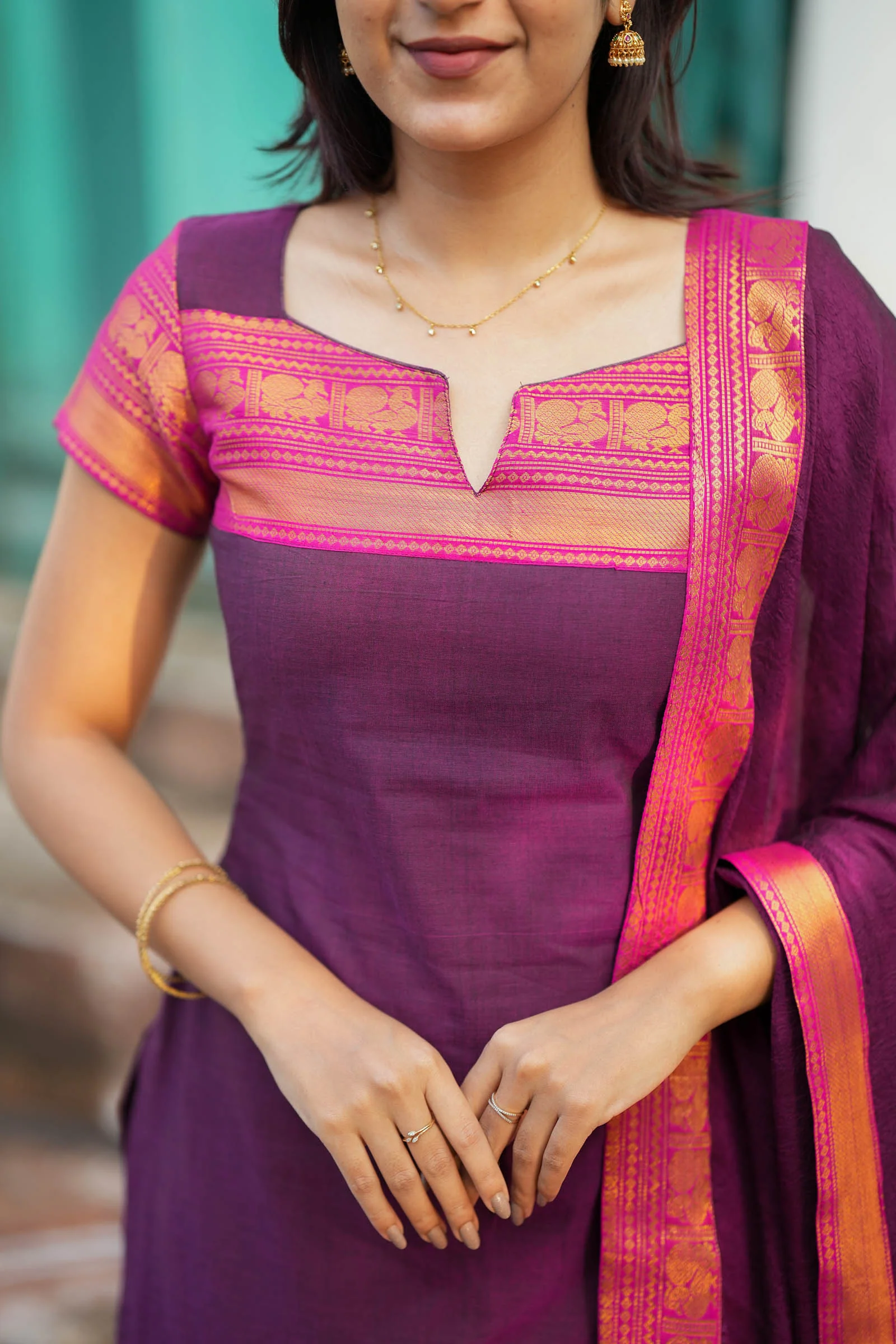 Tamizh Violet Kurti Set (Set of 2) - Image 3