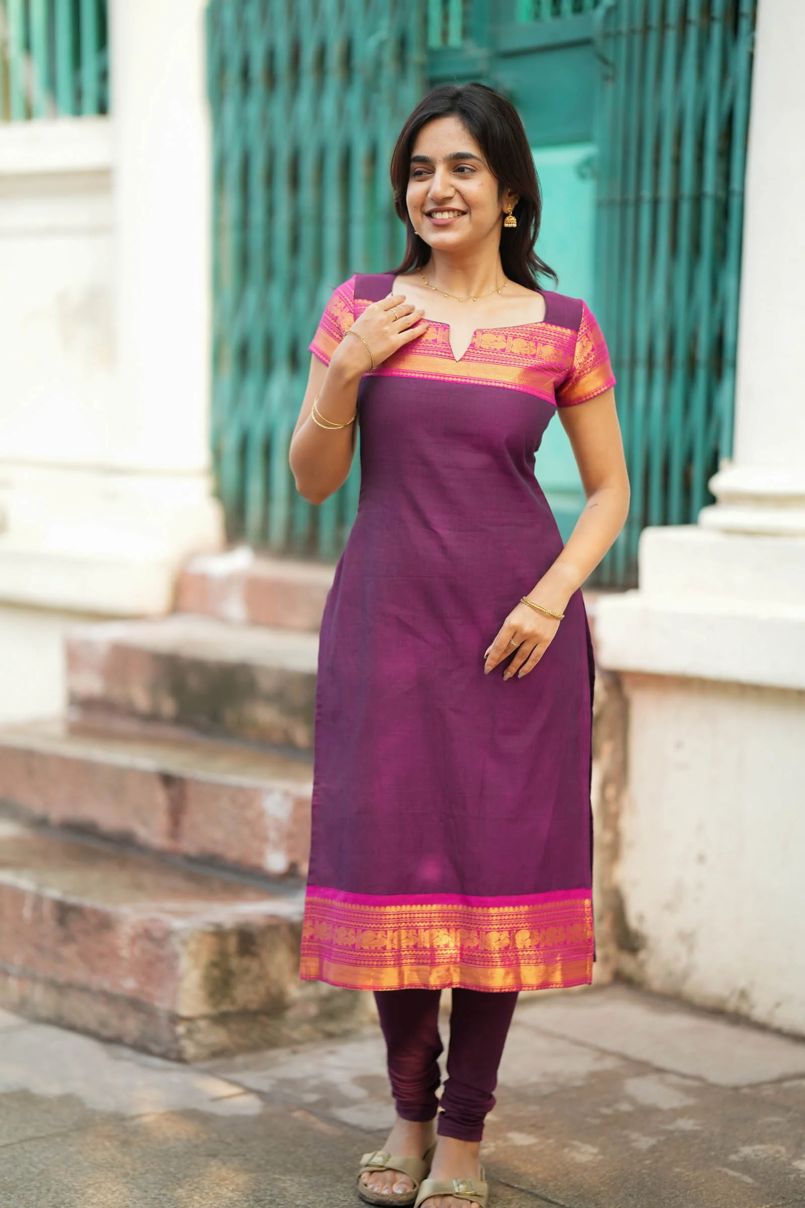 Tamizh Violet Kurti Set (Set of 2) - Image 4