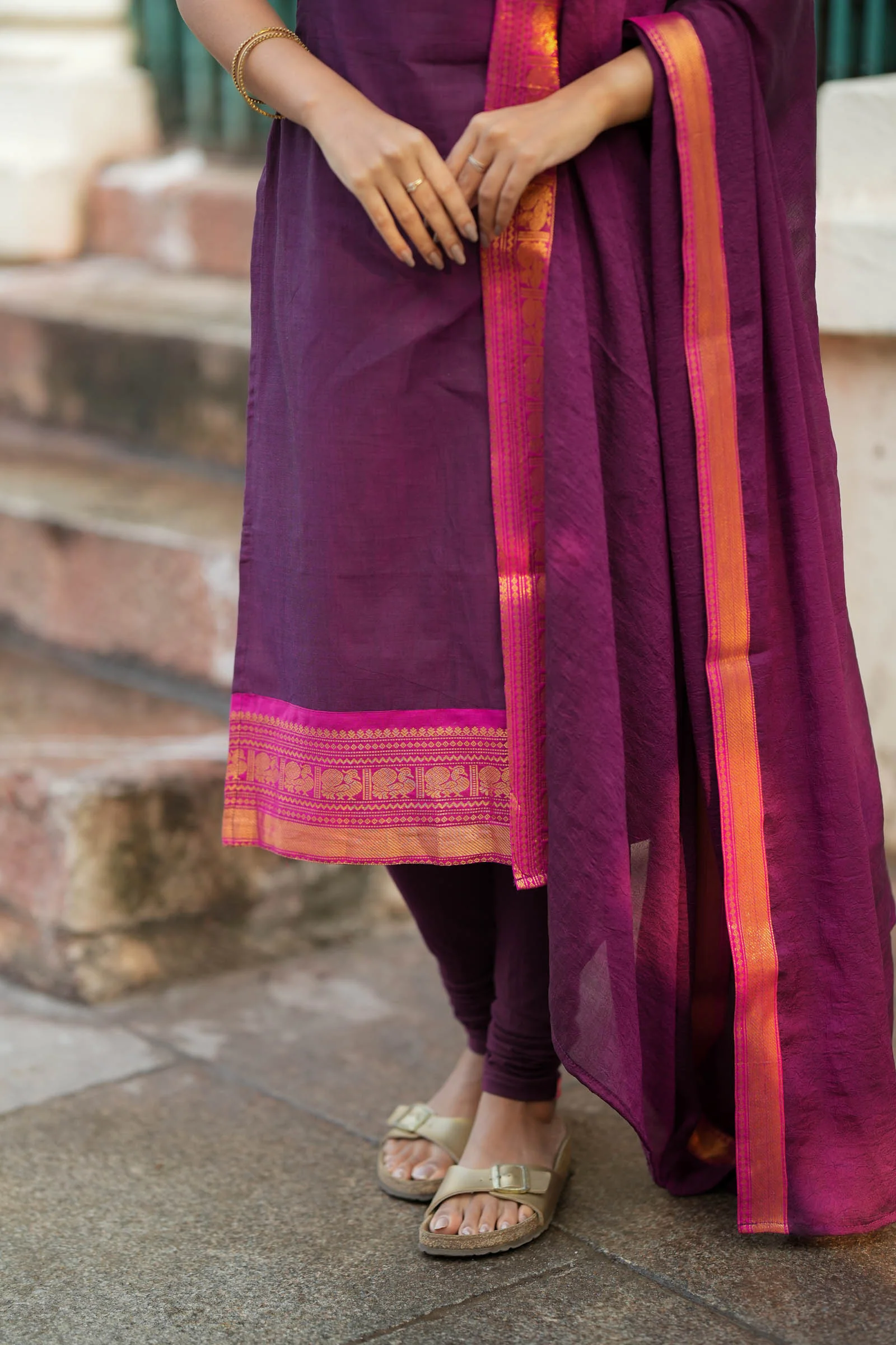 Tamizh Violet Kurti Set (Set of 2) - Image 5