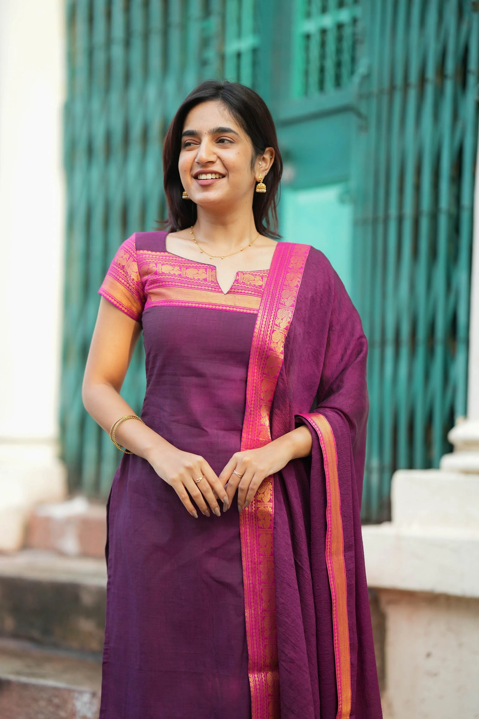 Tamizh Violet Kurti Set (Set of 2) - Image 6