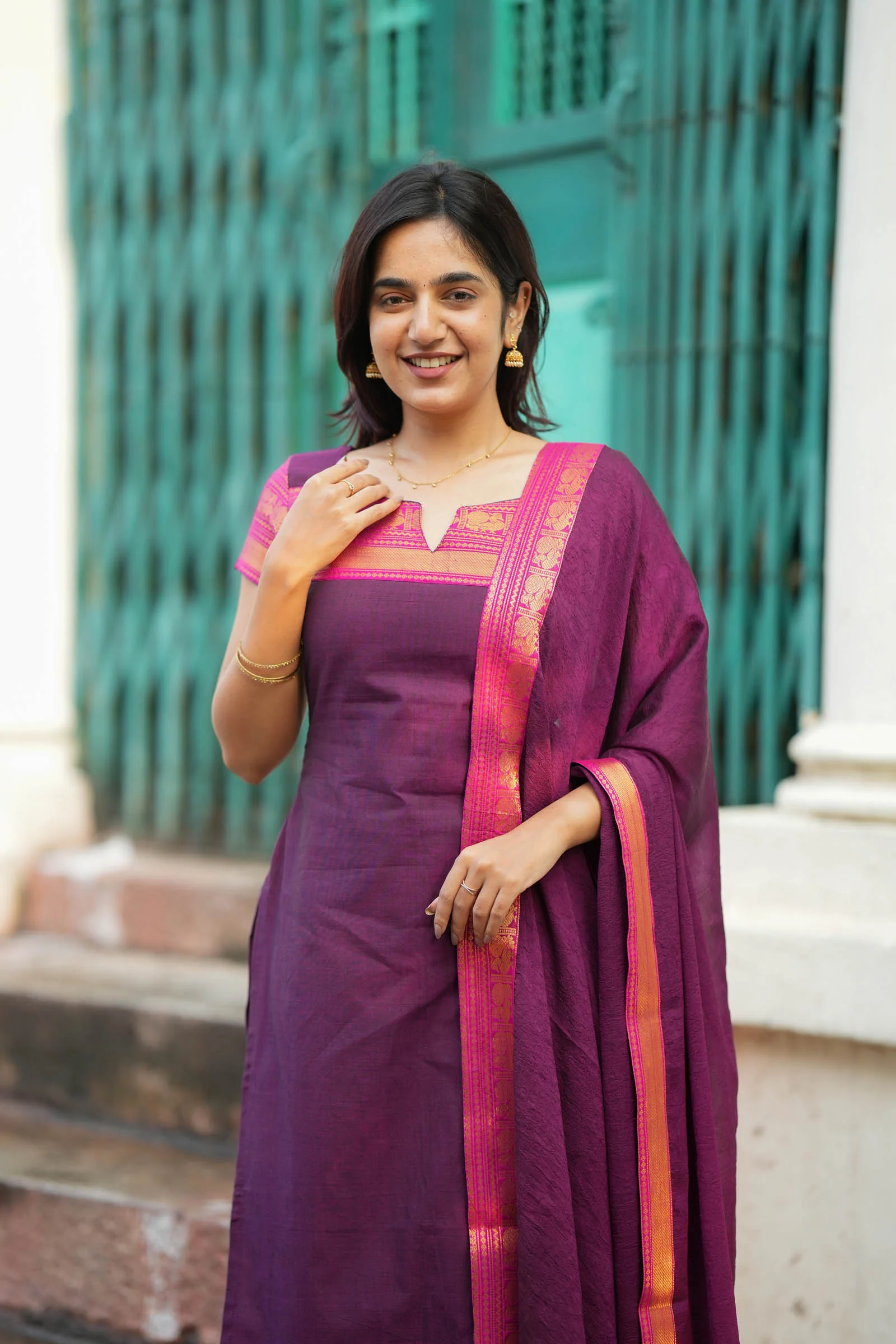 Tamizh Violet Kurti Set (Set of 2) - Image 7
