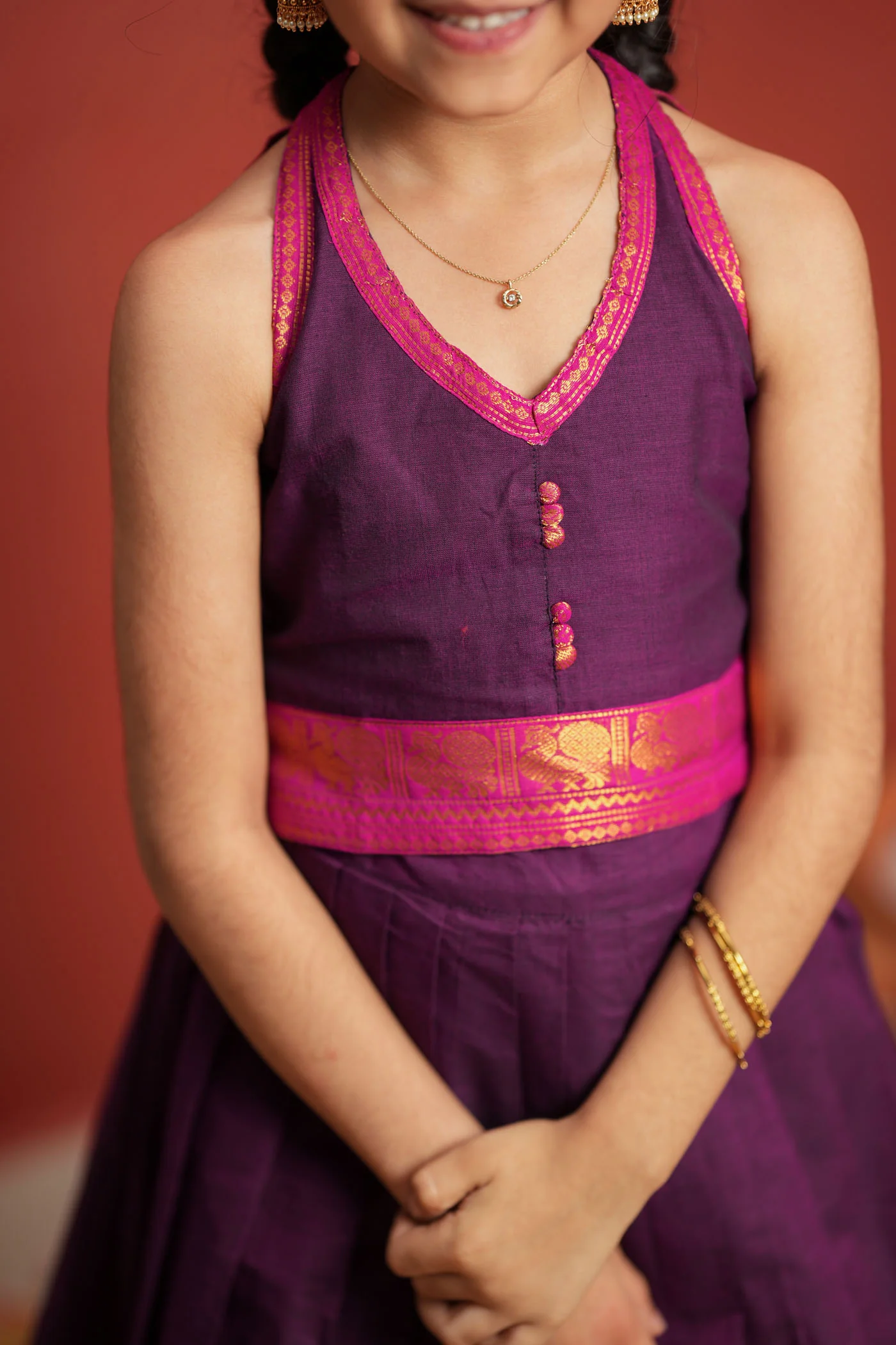 Tamizh Violet Lehenga Mini (Set of 2) - Image 11