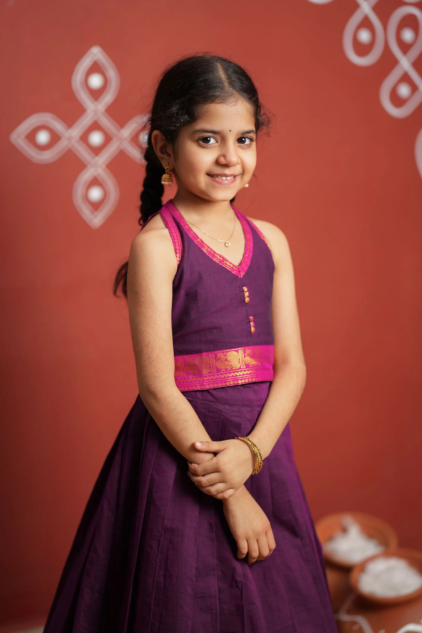 Tamizh Violet Lehenga Mini (Set of 2) - Image 12