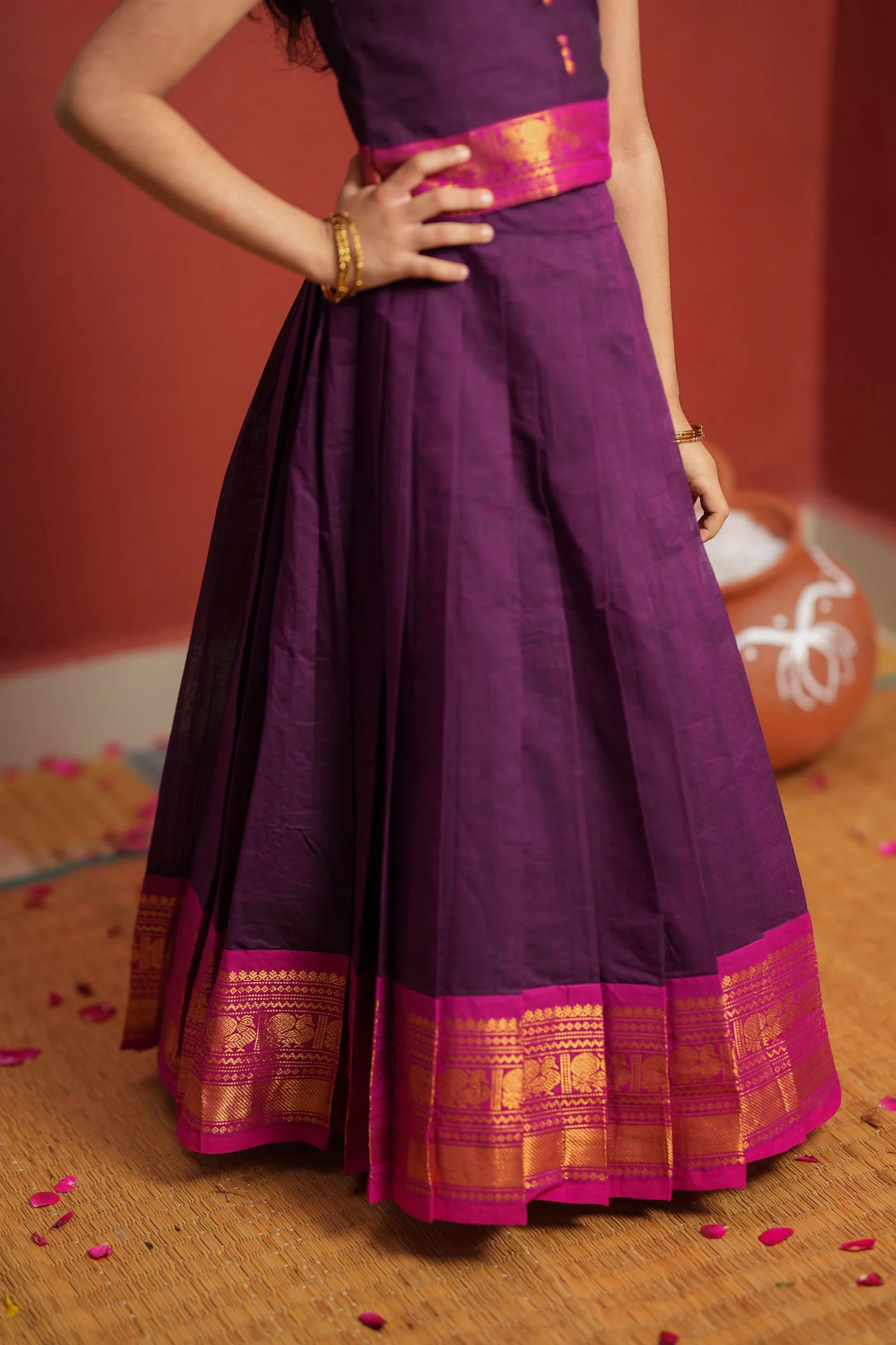 Tamizh Violet Lehenga Mini (Set of 2) - Image 13