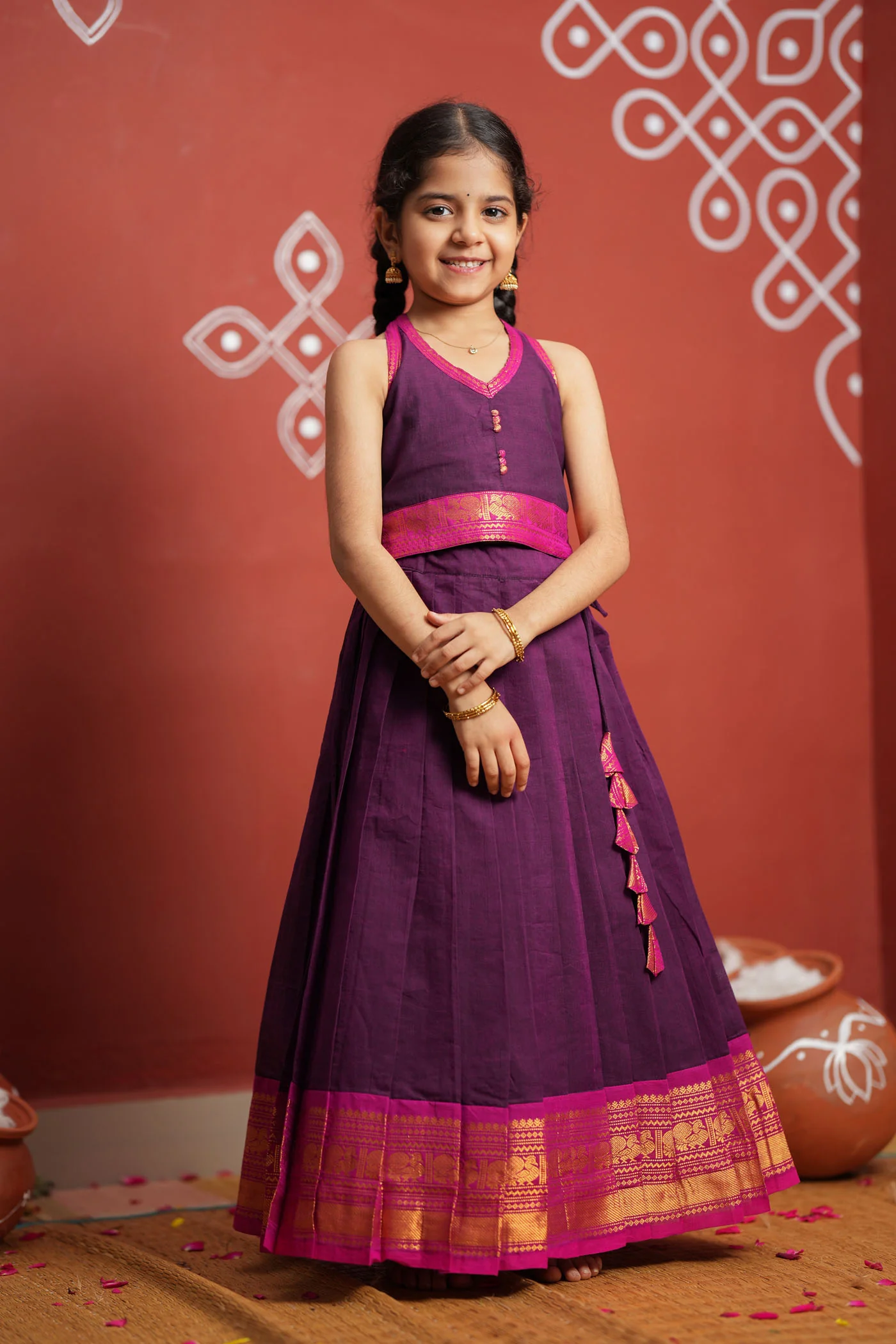 Tamizh Violet Lehenga Mini (Set of 2) - Image 2
