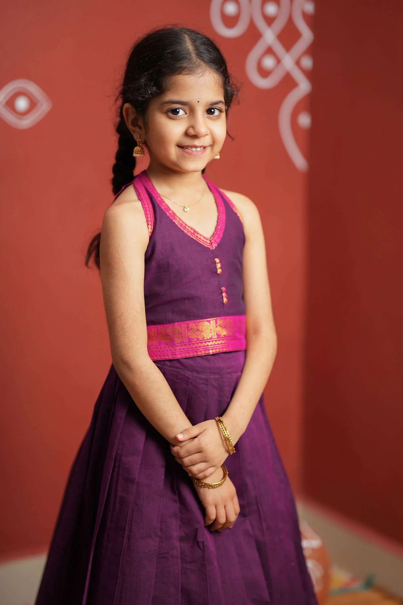 Tamizh Violet Lehenga Mini (Set of 2) - Image 4