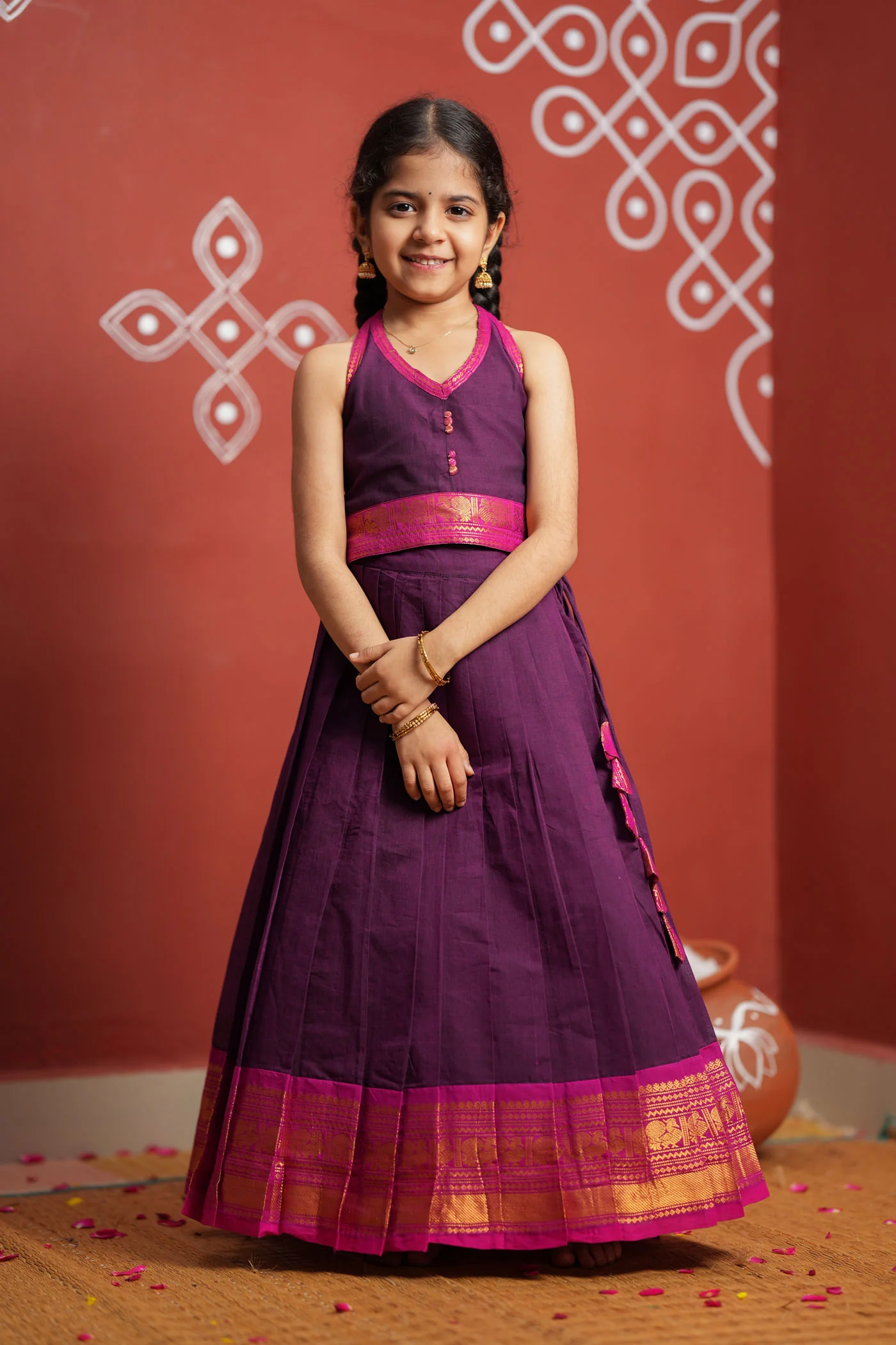 Tamizh Violet Lehenga Mini (Set of 2) - Image 5