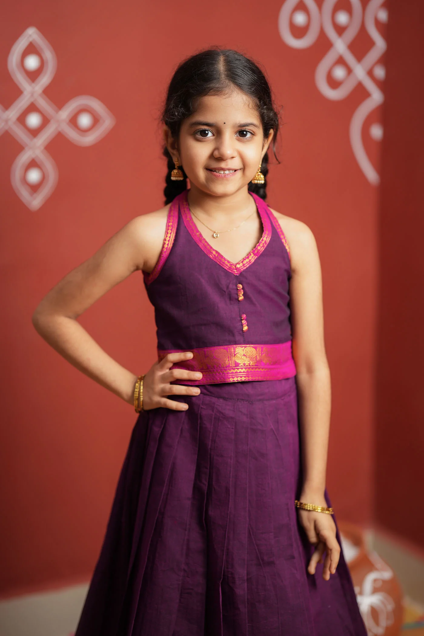 Tamizh Violet Lehenga Mini (Set of 2) - Image 6