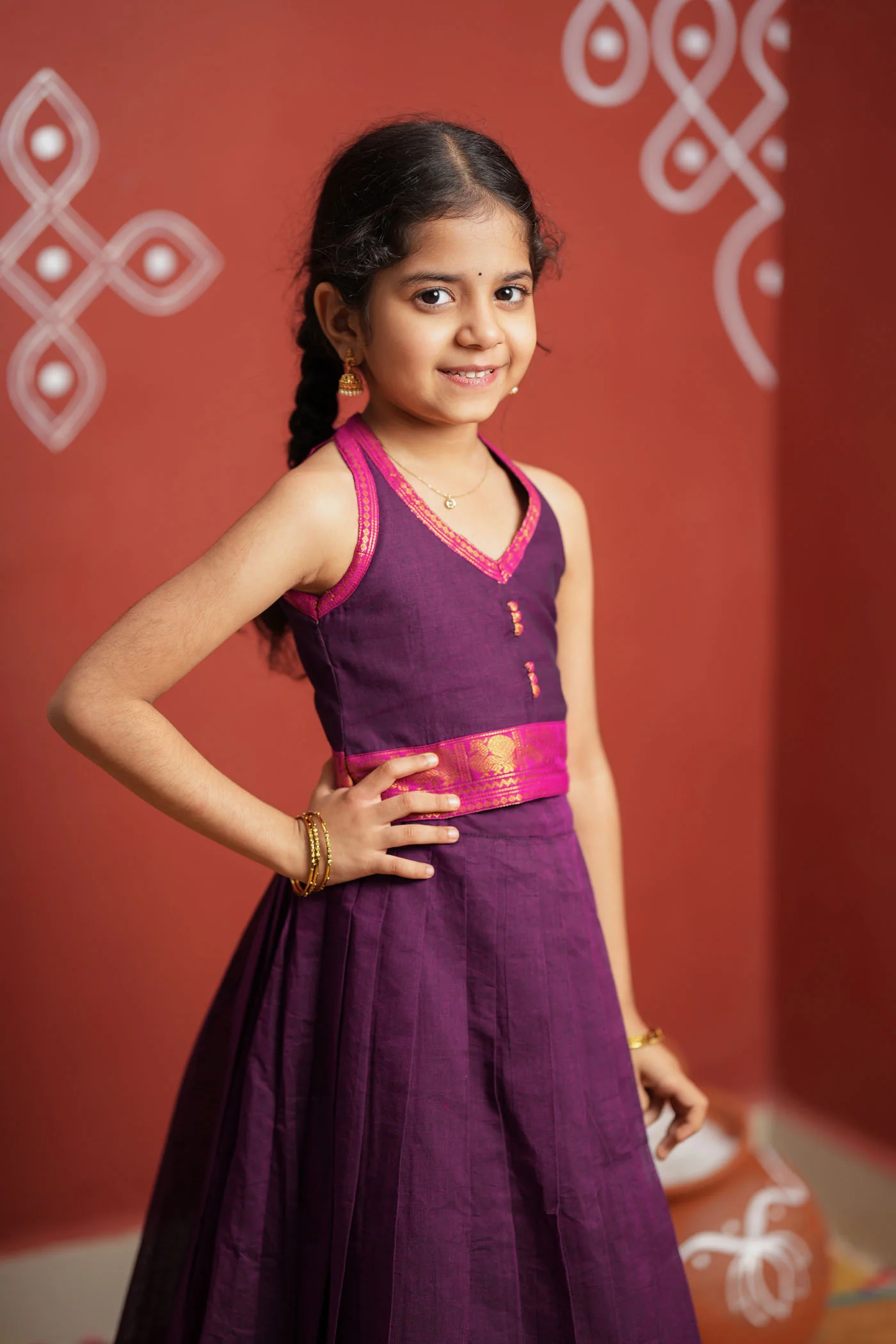 Tamizh Violet Lehenga Mini (Set of 2) - Image 7