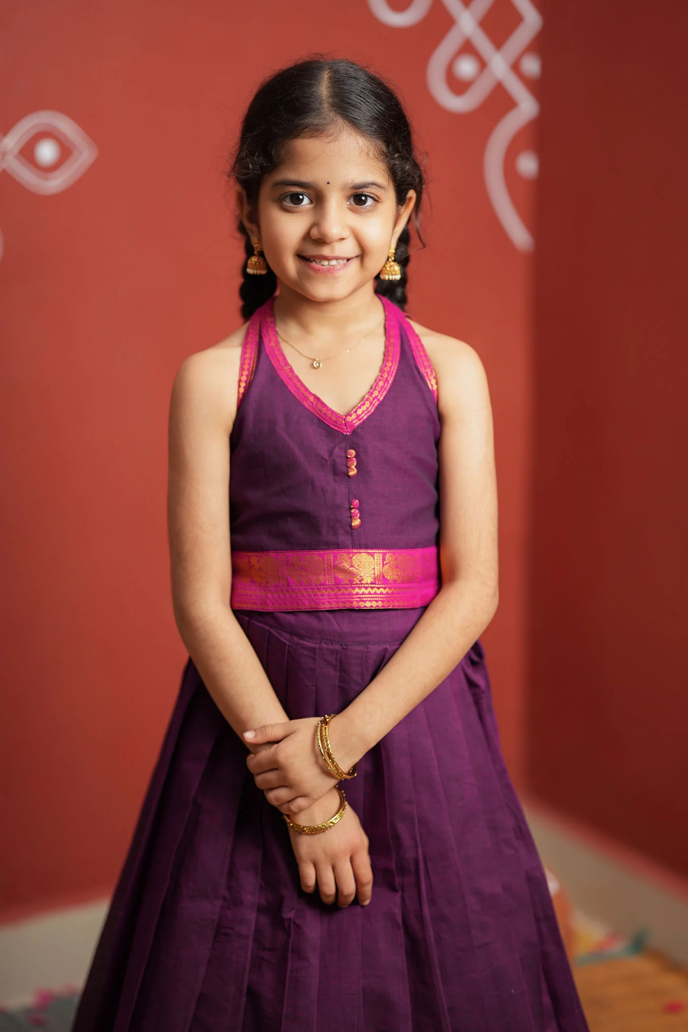 Tamizh Violet Lehenga Mini (Set of 2) - Image 8
