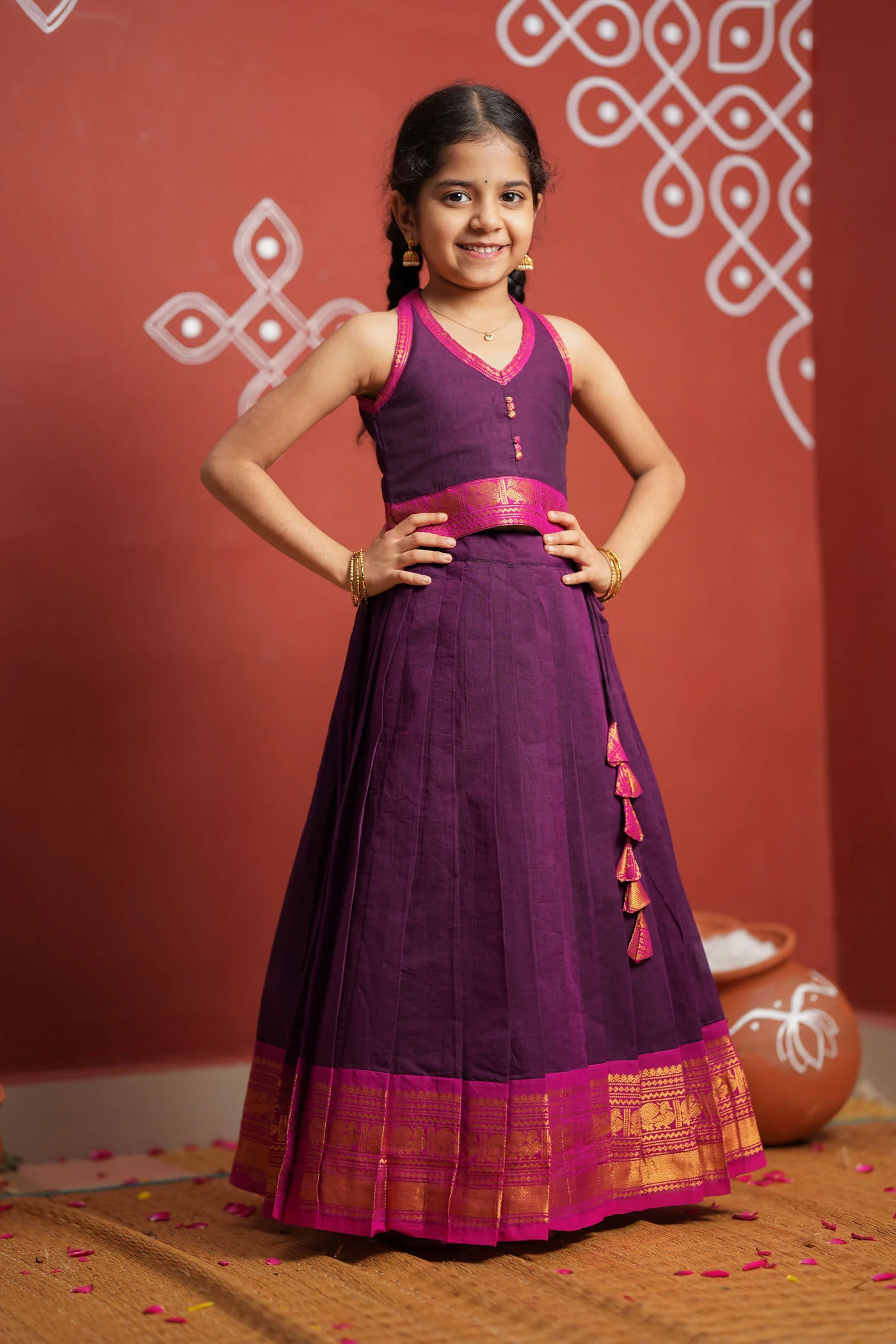 Tamizh Violet Lehenga Mini (Set of 2) - Image 9