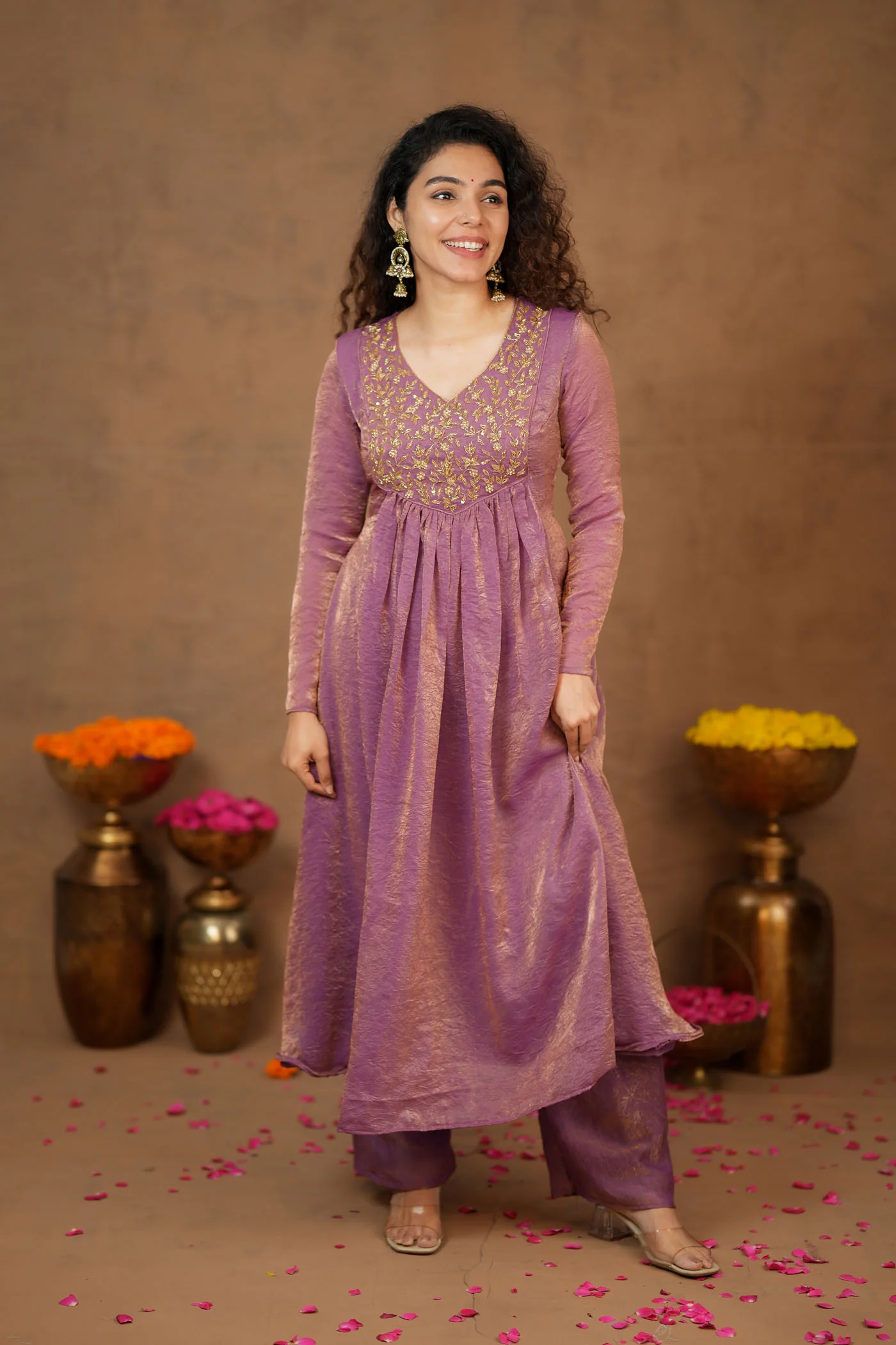 Upasanna Pastel Pink Kurta Set (Set of 2) - Image 3
