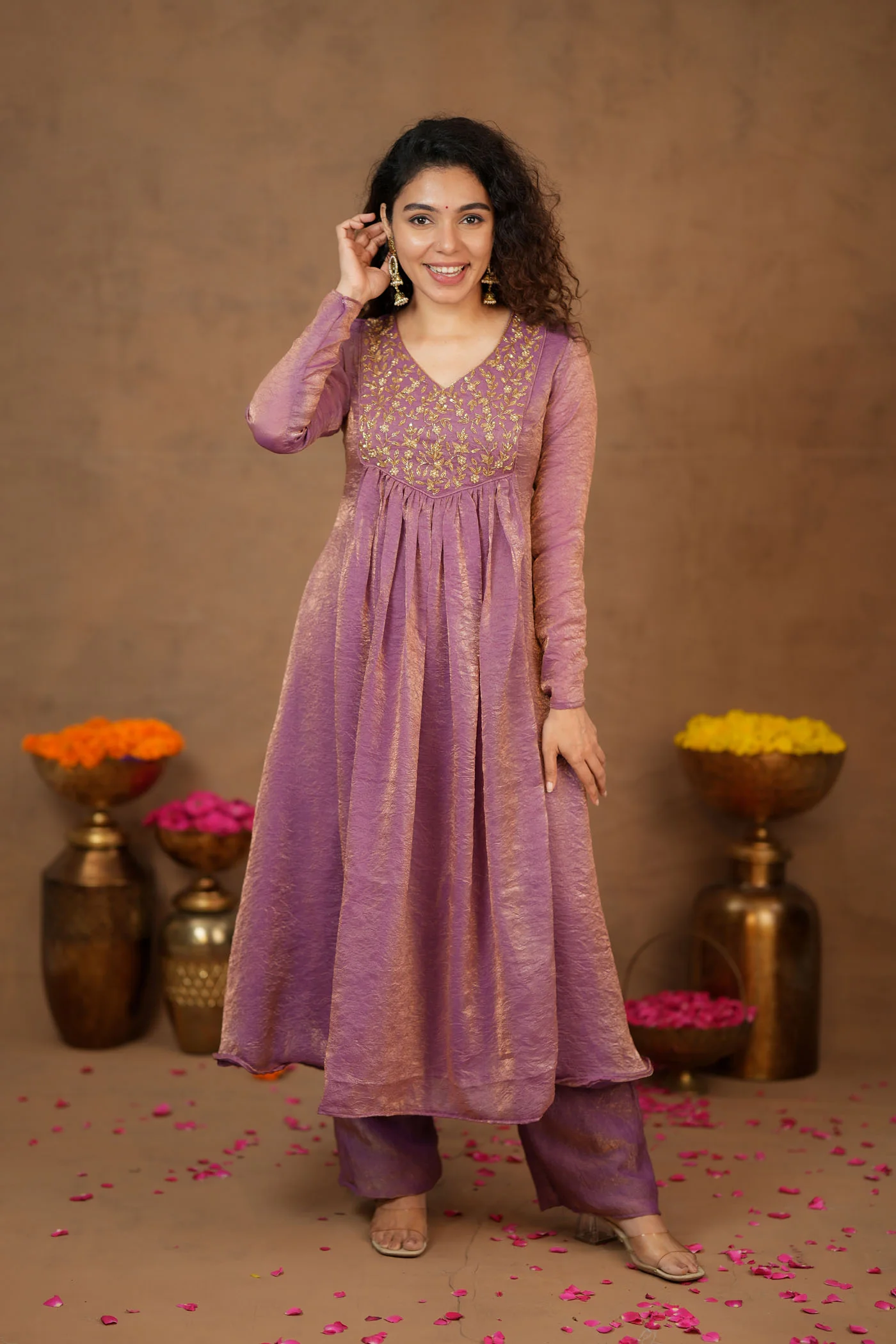 Upasanna Pastel Pink Kurta Set (Set of 2) - Image 4