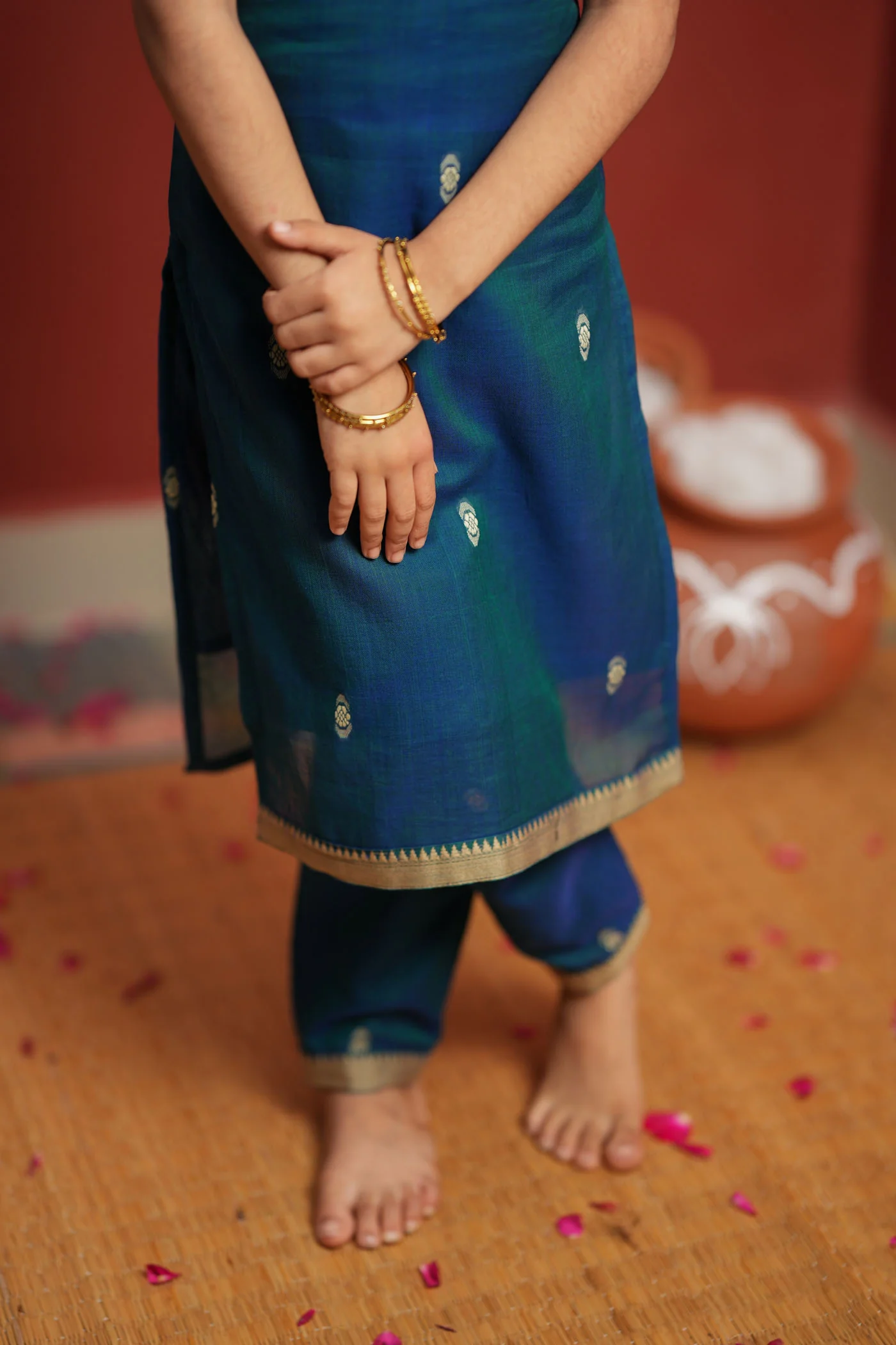 Uthra Teal Kurti set Mini (Set of 2) - Image 12
