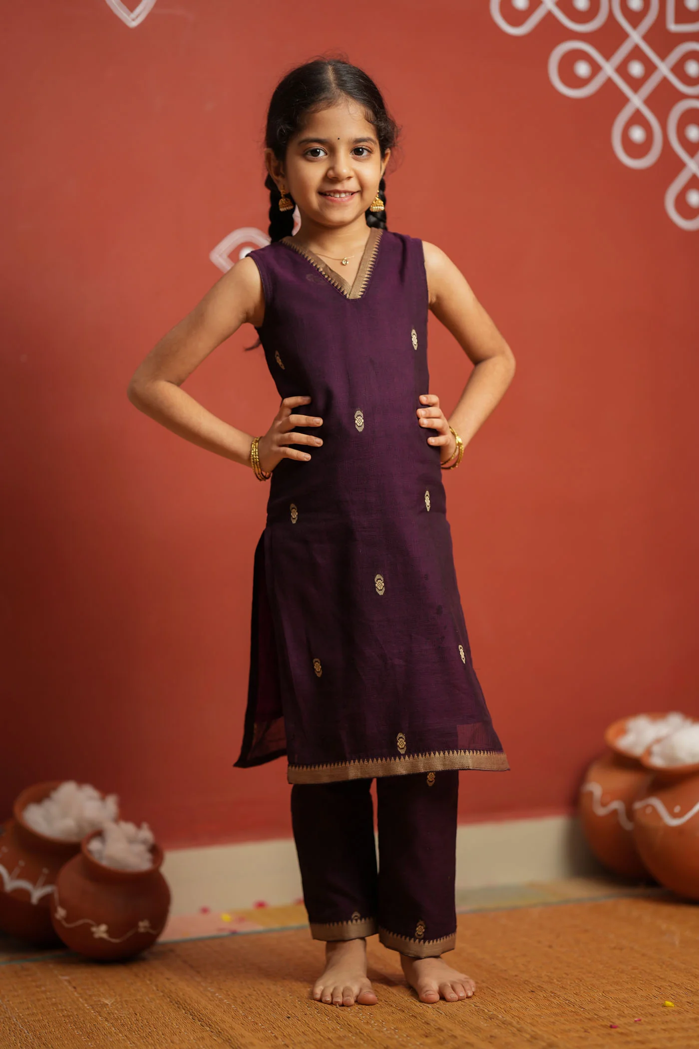 Uthra Wine Kurti set Mini (Set of 2) - Image 2
