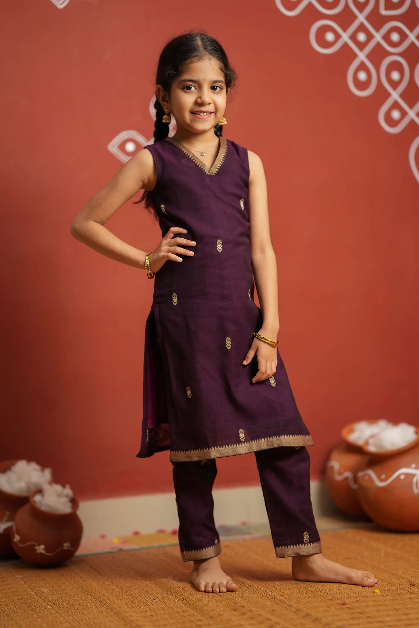 Uthra Wine Kurti set Mini (Set of 2) - Image 3