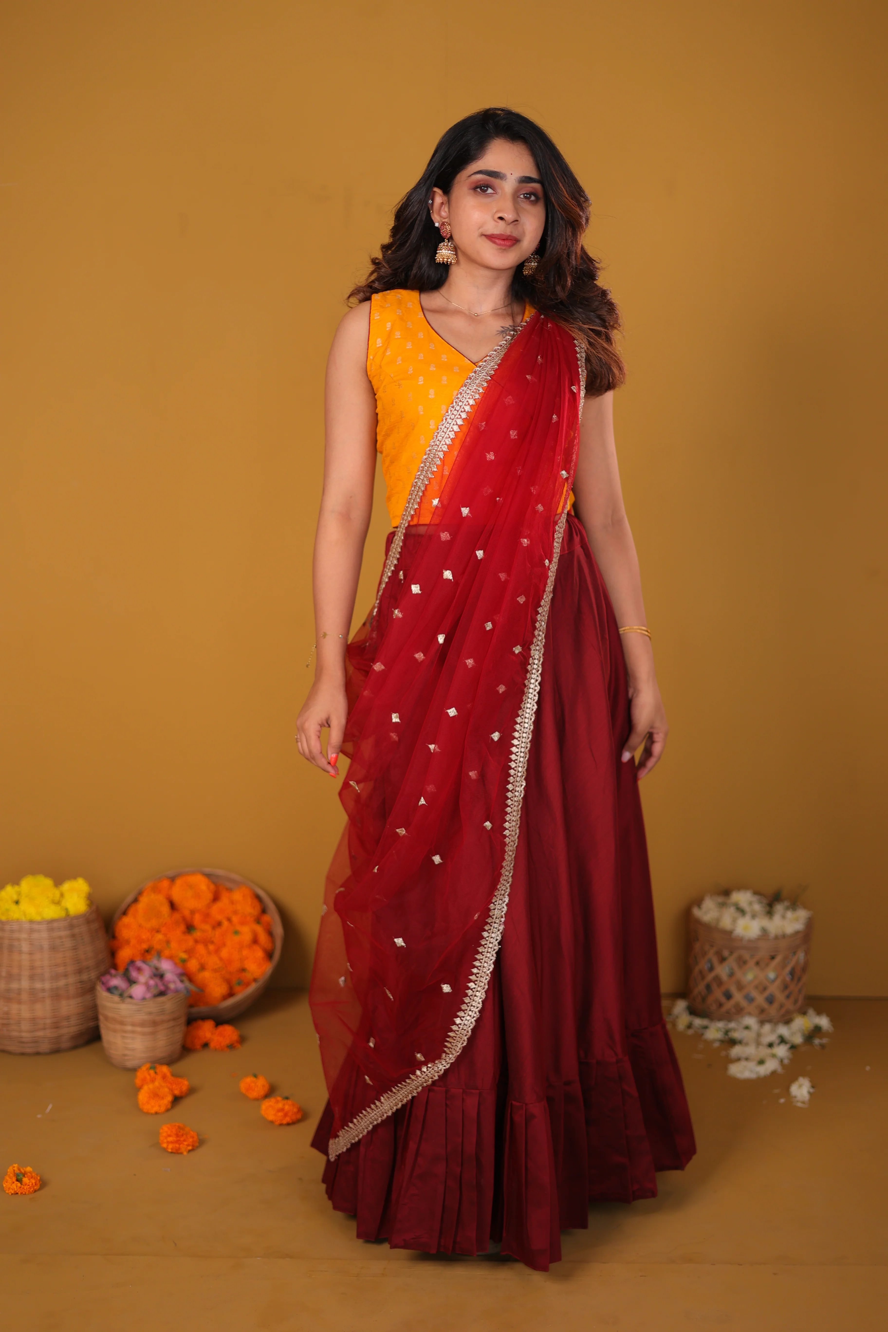 Vandana Mustard & Maroon - Image 7