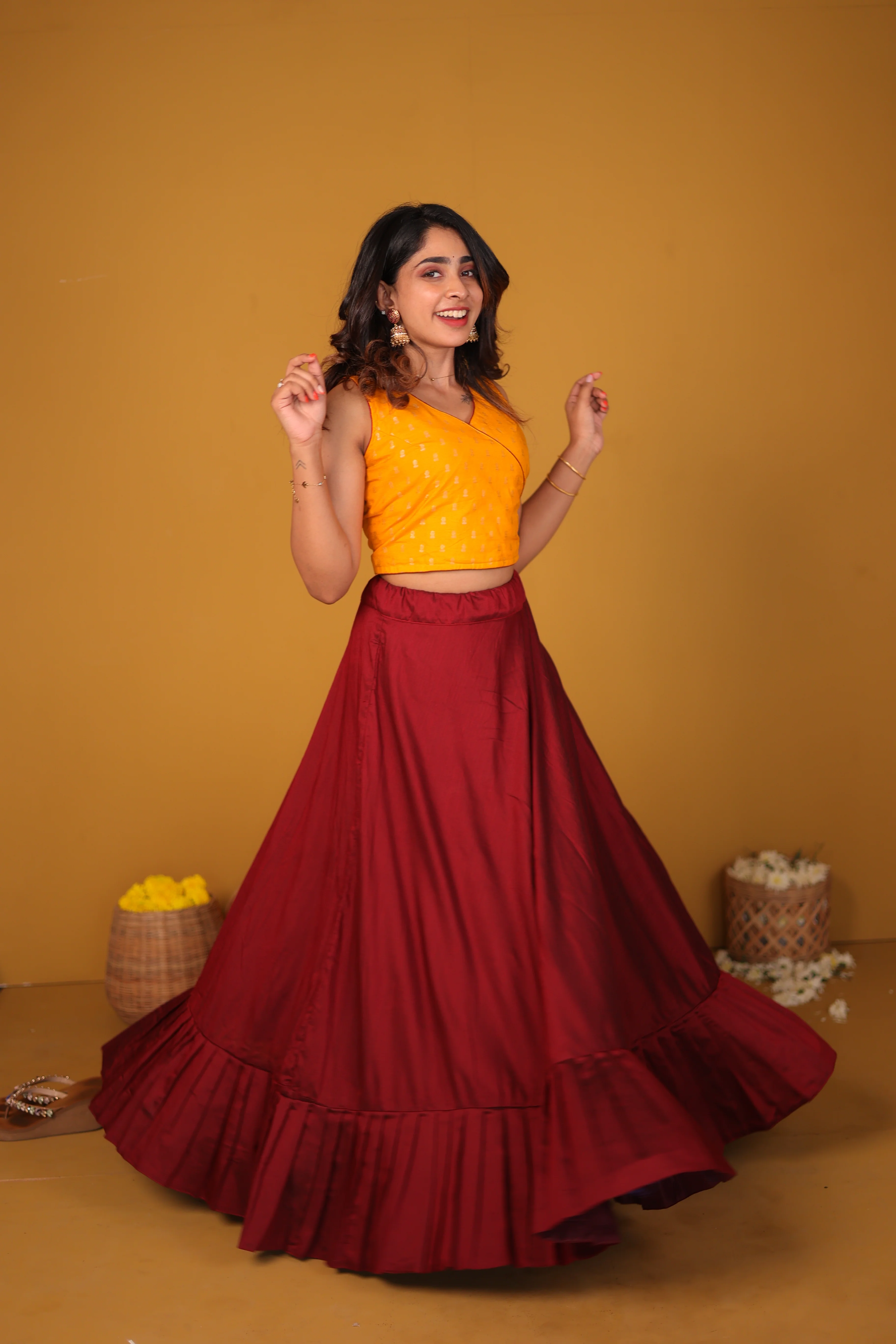 Vandana Mustard & Maroon - Image 8