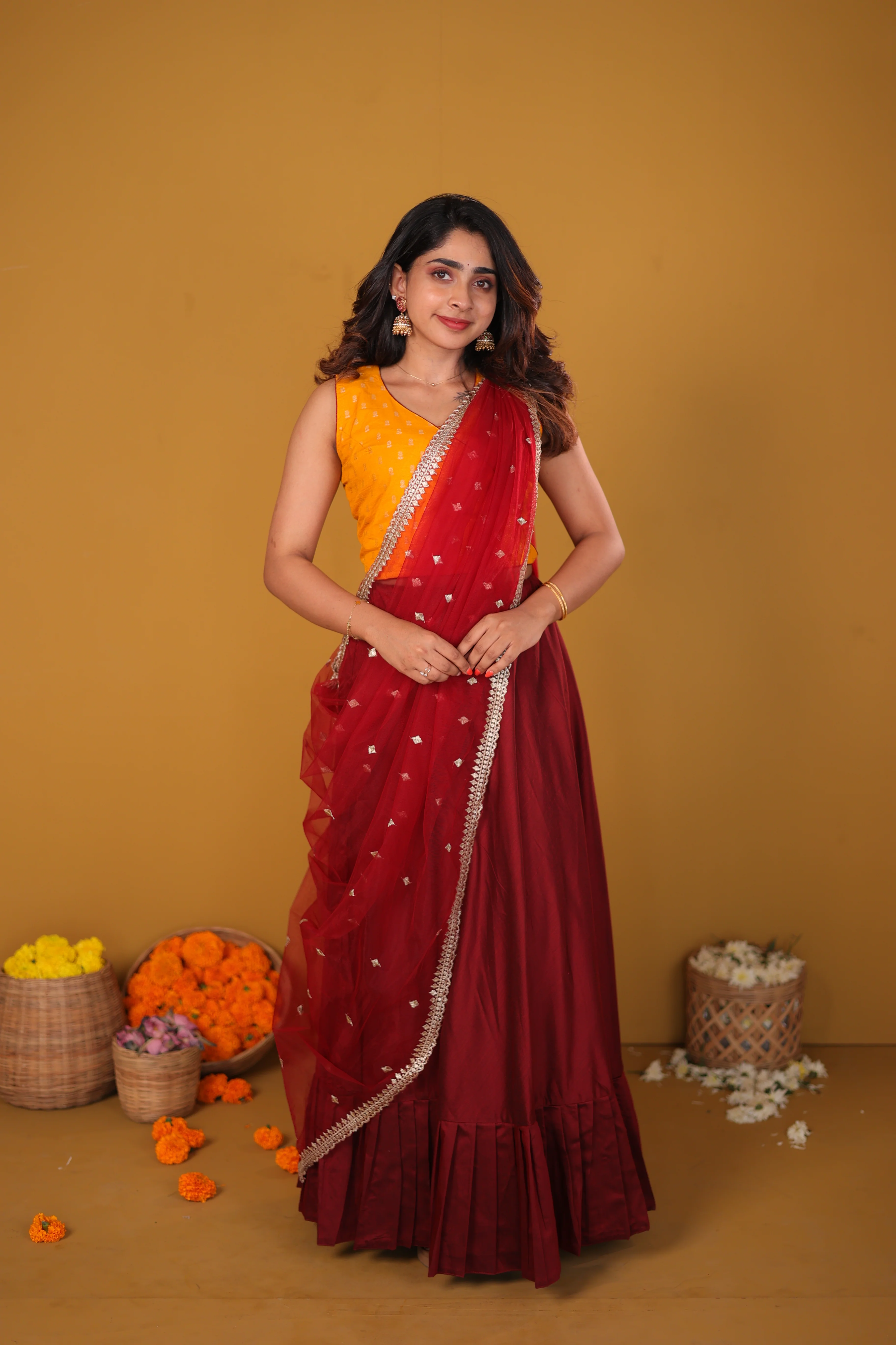 Vandana Mustard & Maroon - Image 9