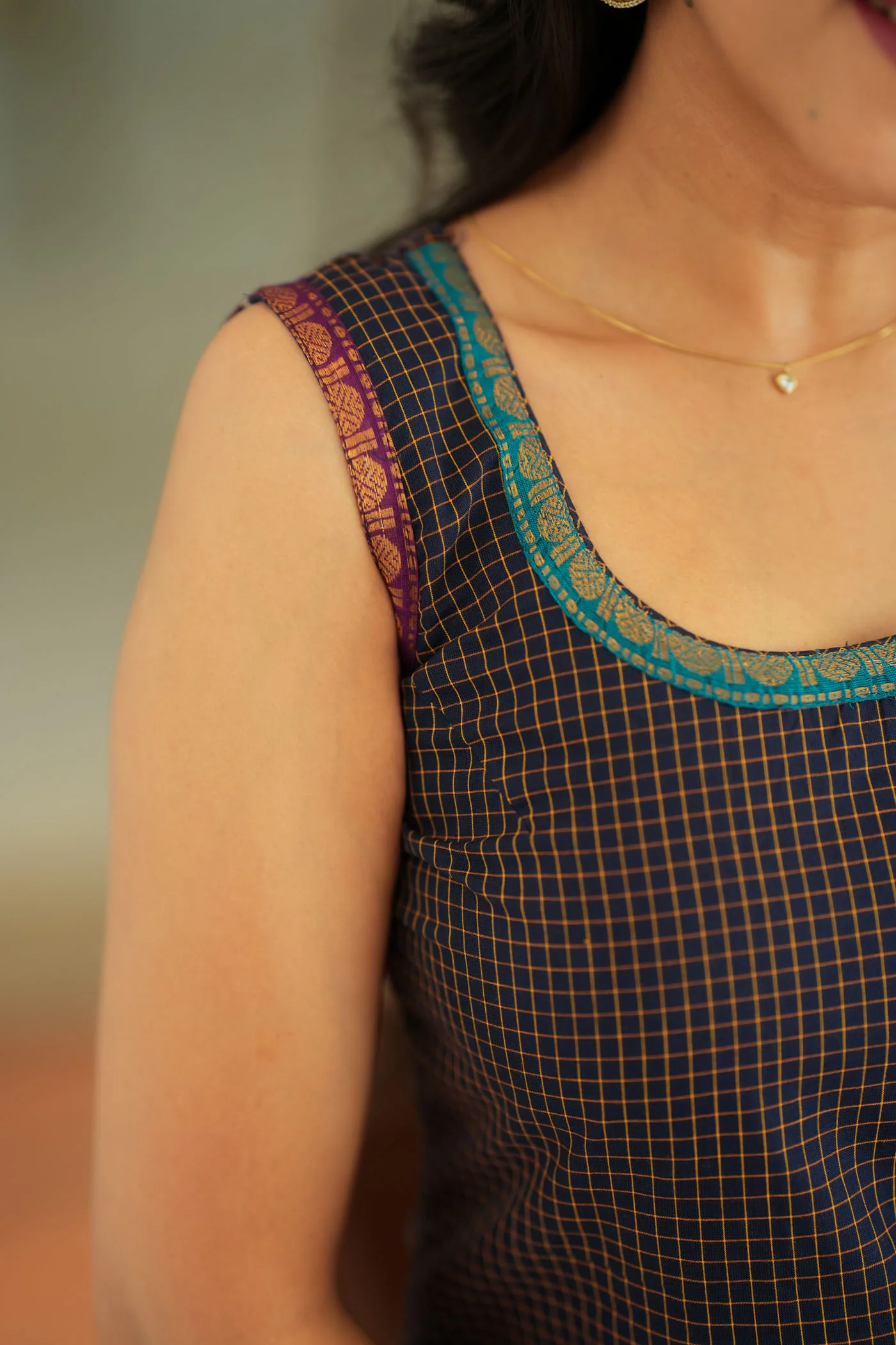 Varnika Blue Checkered Kurti Set - Image 8