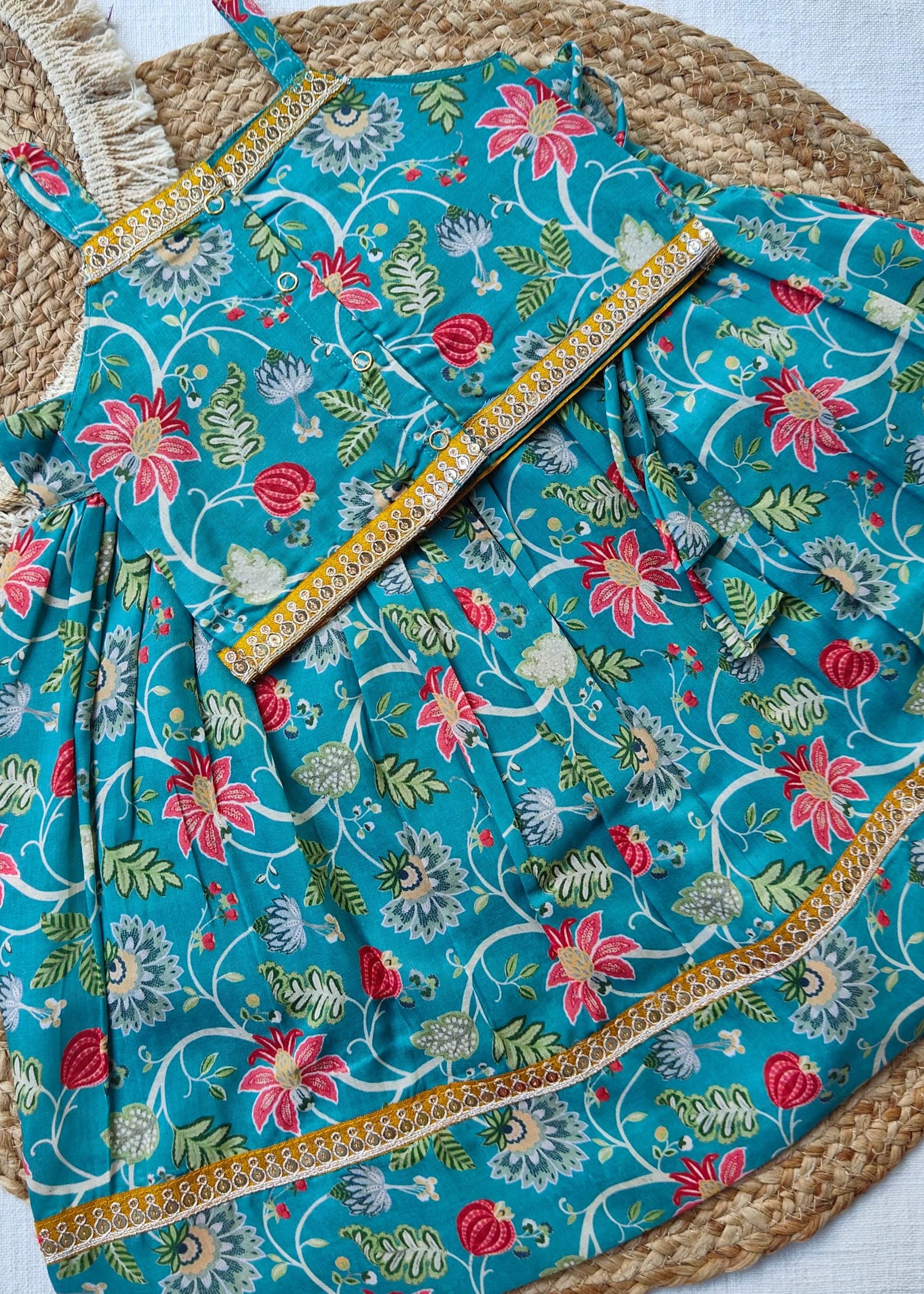 Vidhya Teal Blue Floral Co-ord Mini - Image 3