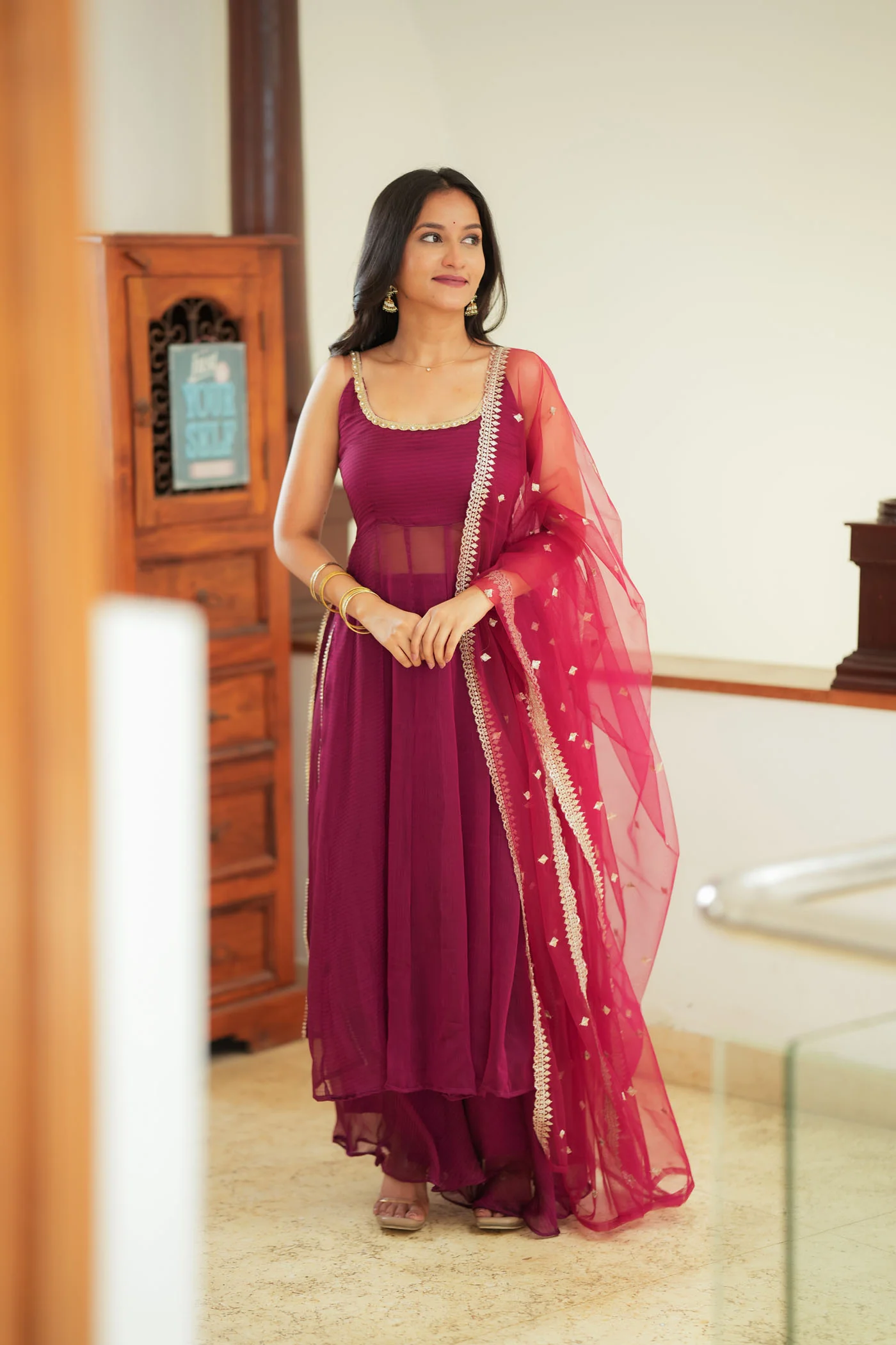 Vihana Magenta Flared Kurta Set - Image 4