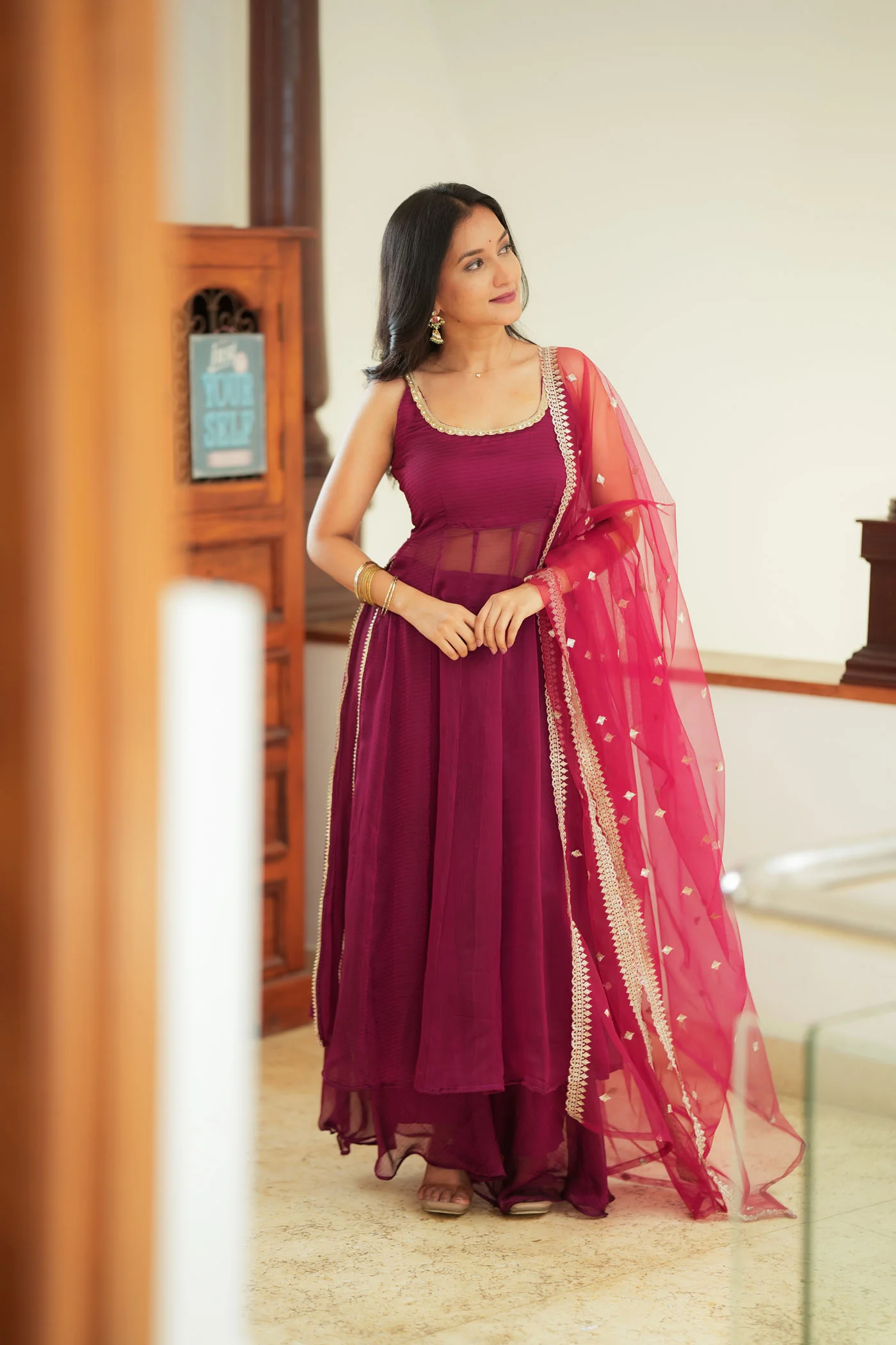 Vihana Magenta Flared Kurta Set - Image 5