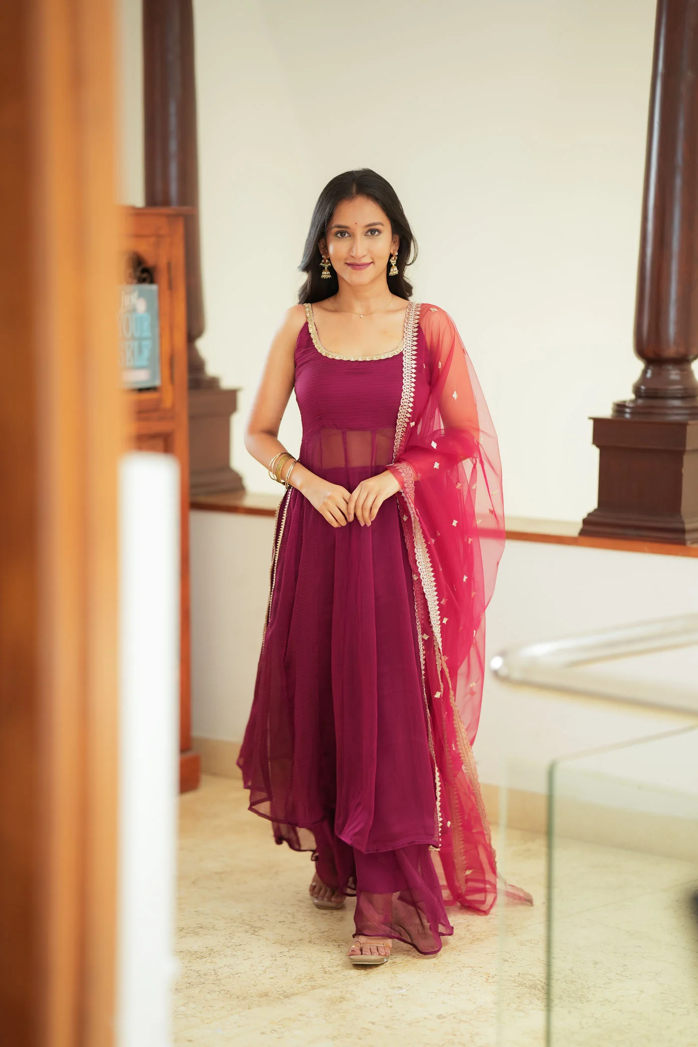 Vihana Magenta Flared Kurta Set - Image 6