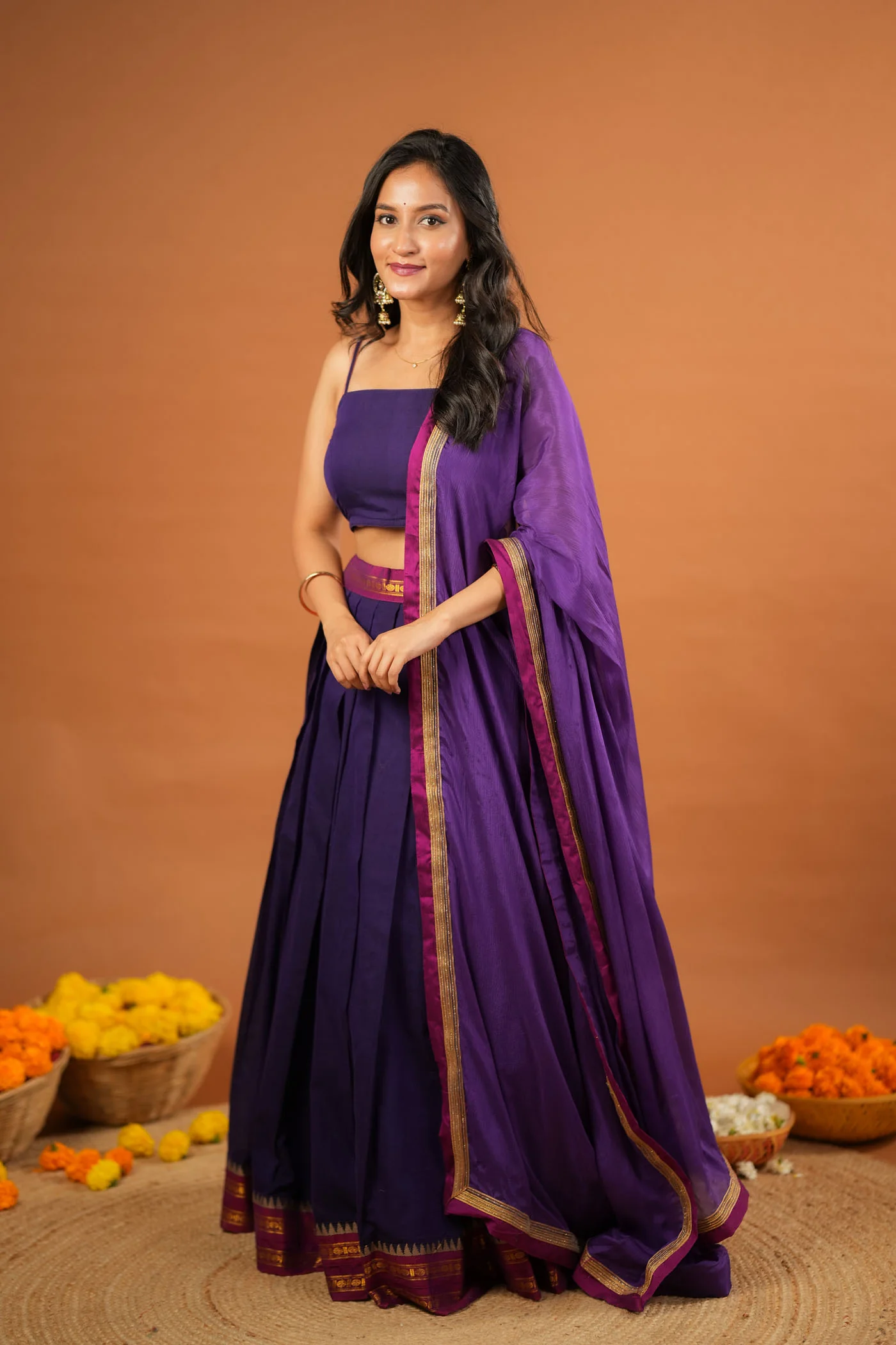 Sreeja Violet Handwoven Lehenga Set - Image 7