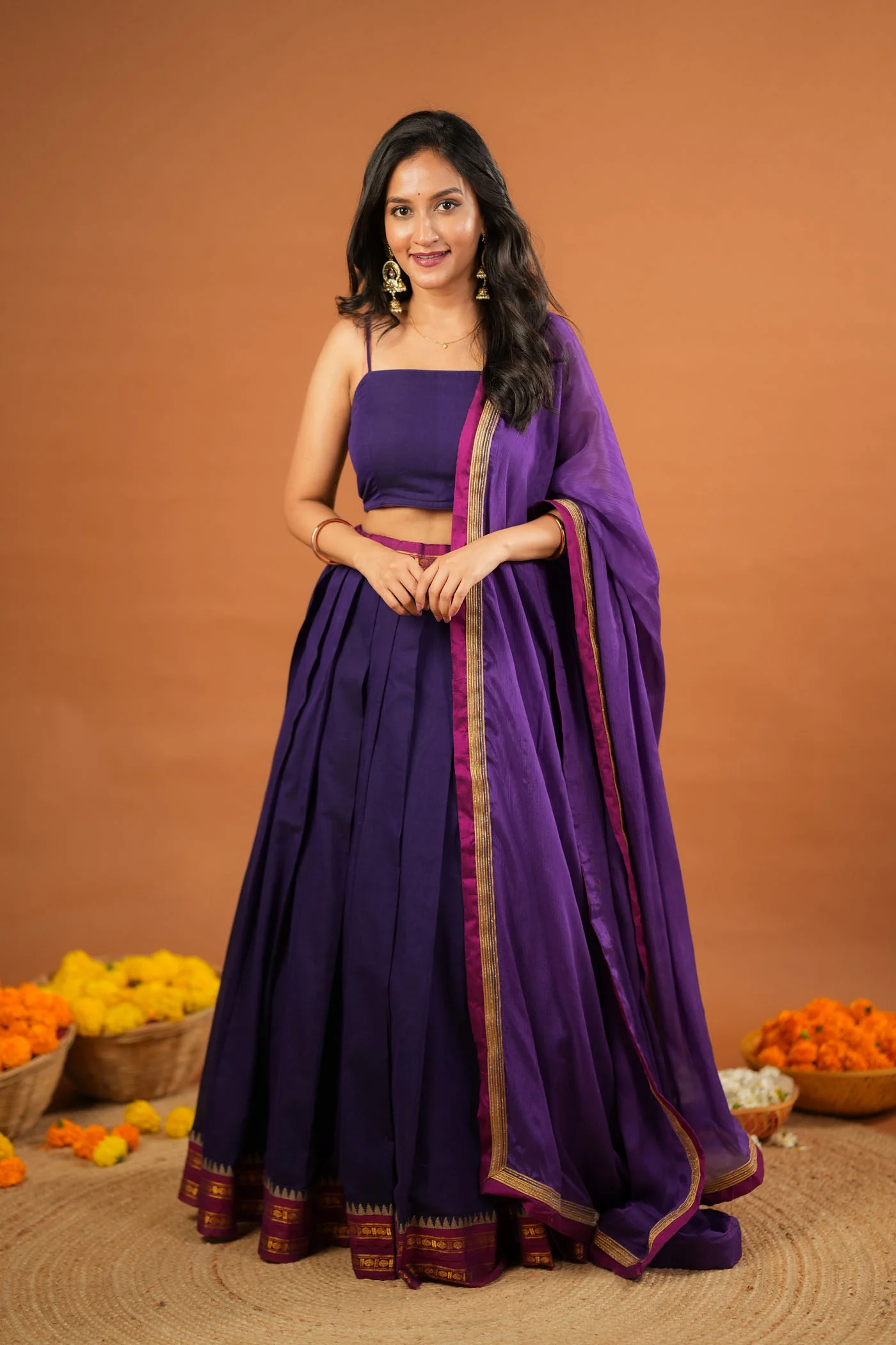 Sreeja Violet Handwoven Lehenga Set - Image 6