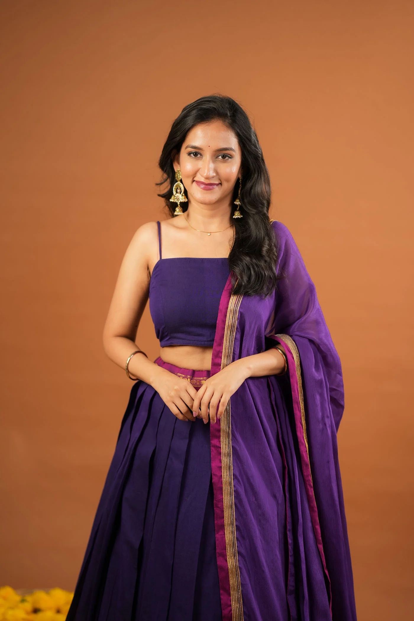 Sreeja Violet Handwoven Lehenga Set - Image 3