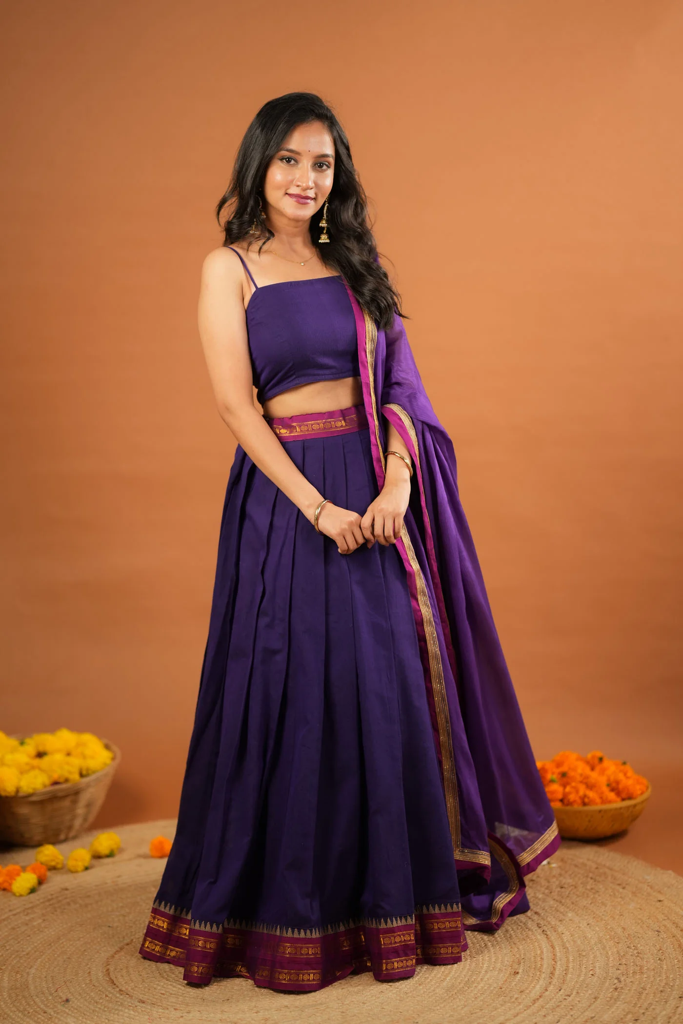 Sreeja Violet Handwoven Lehenga Set - Image 9