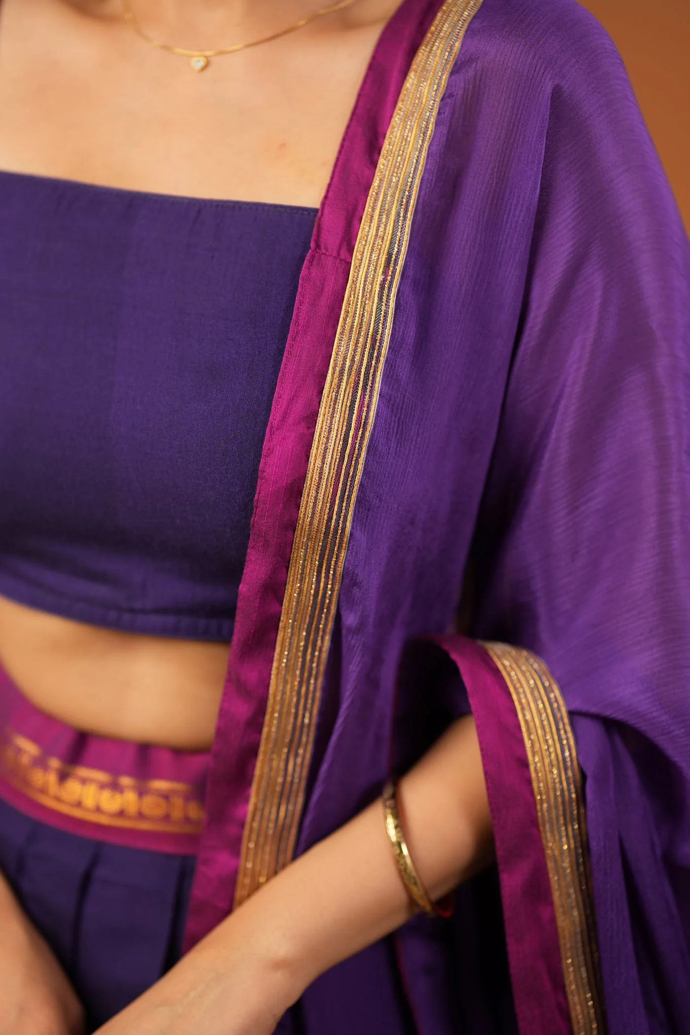 Sreeja Violet Handwoven Lehenga Set - Image 4