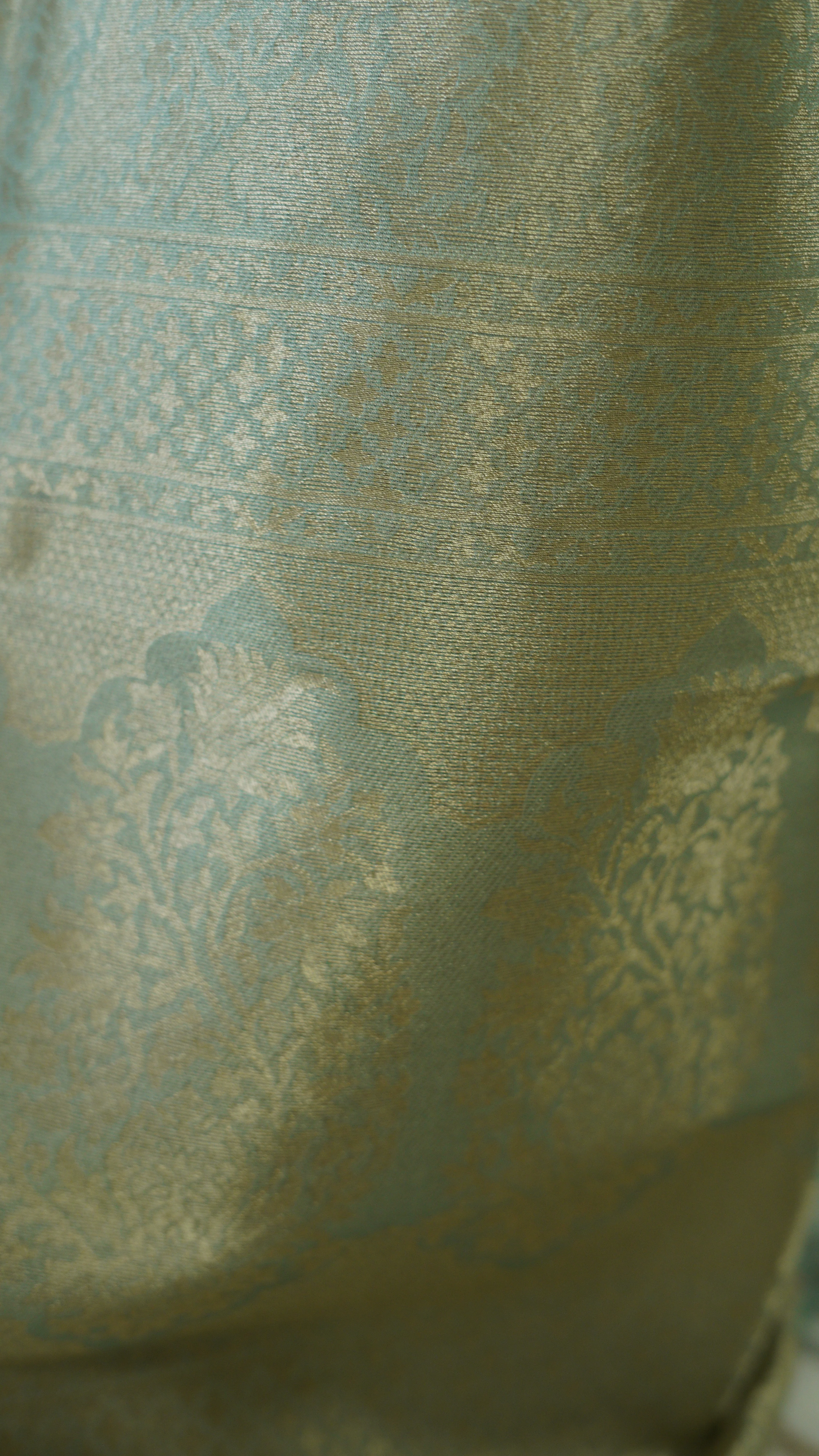 Pastel Green Organza Tissue Saree with Blouse - Image 6