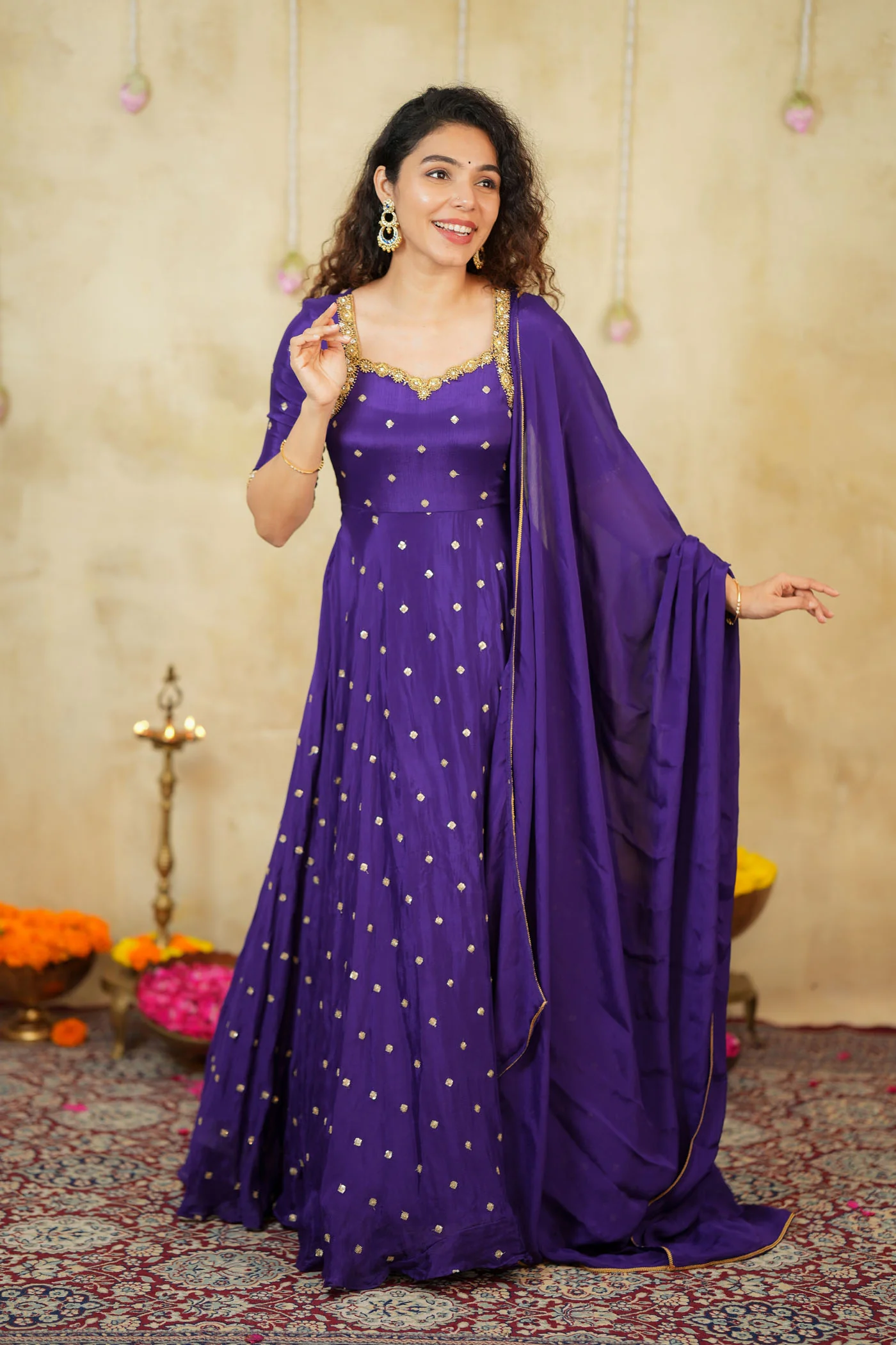 Yamuna Purple Maxi Dress (Set of 2) - Image 5