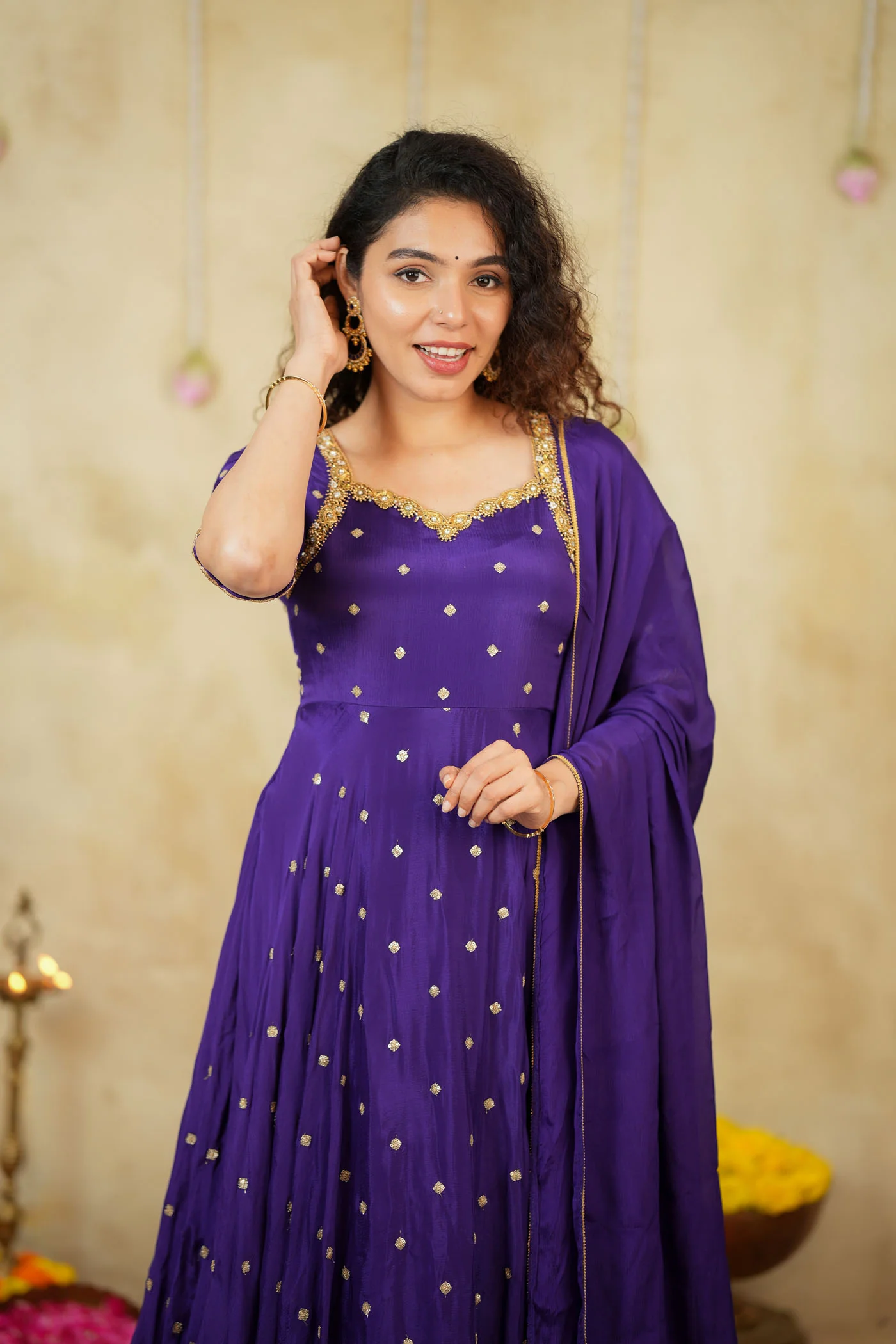 Yamuna Purple Maxi Dress (Set of 2) - Image 9