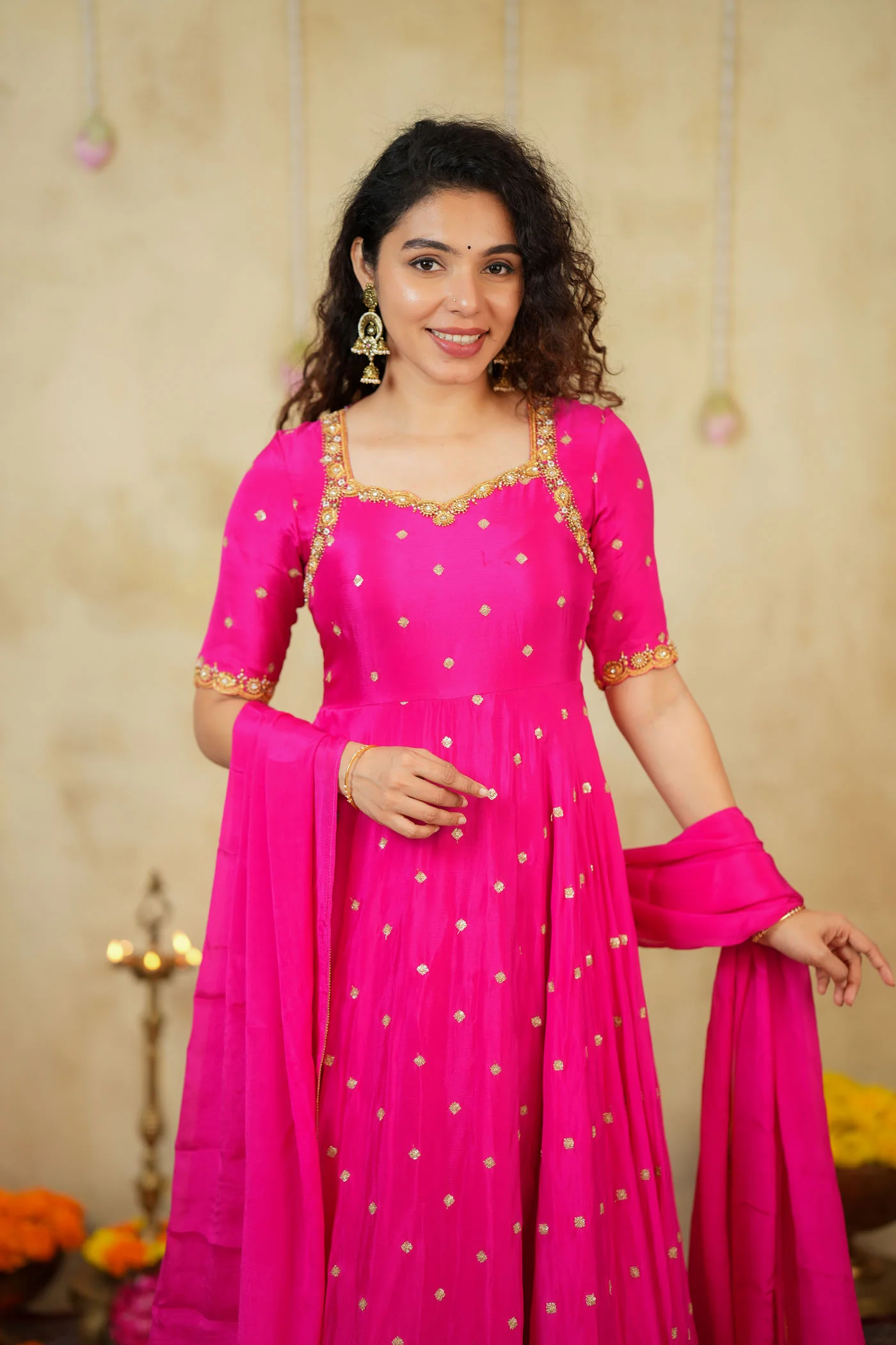 Yamuna Rani Pink Maxi Dress (Set of 2) - Image 14