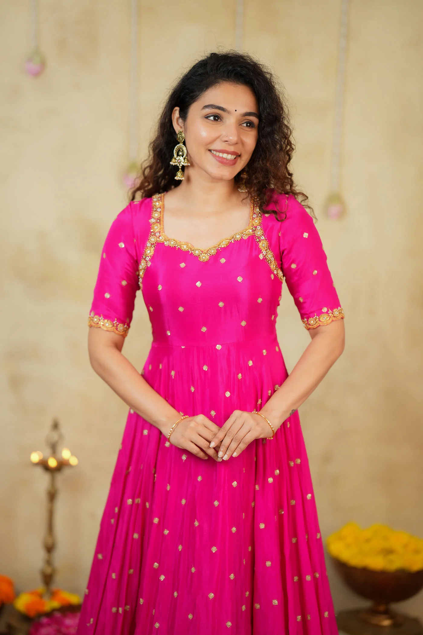 Yamuna Rani Pink Maxi Dress (Set of 2) - Image 6