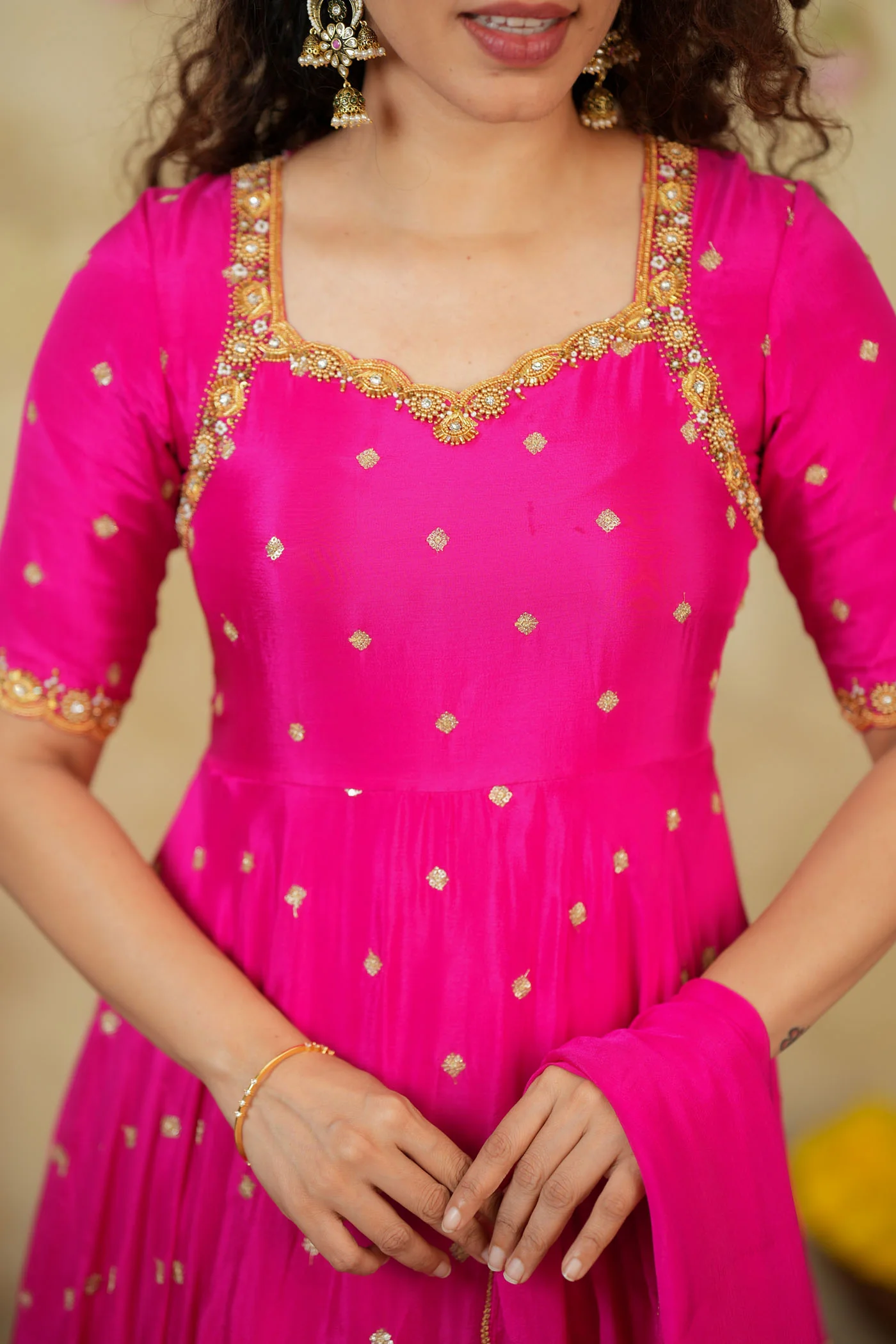 Yamuna Rani Pink Maxi Dress (Set of 2) - Image 9